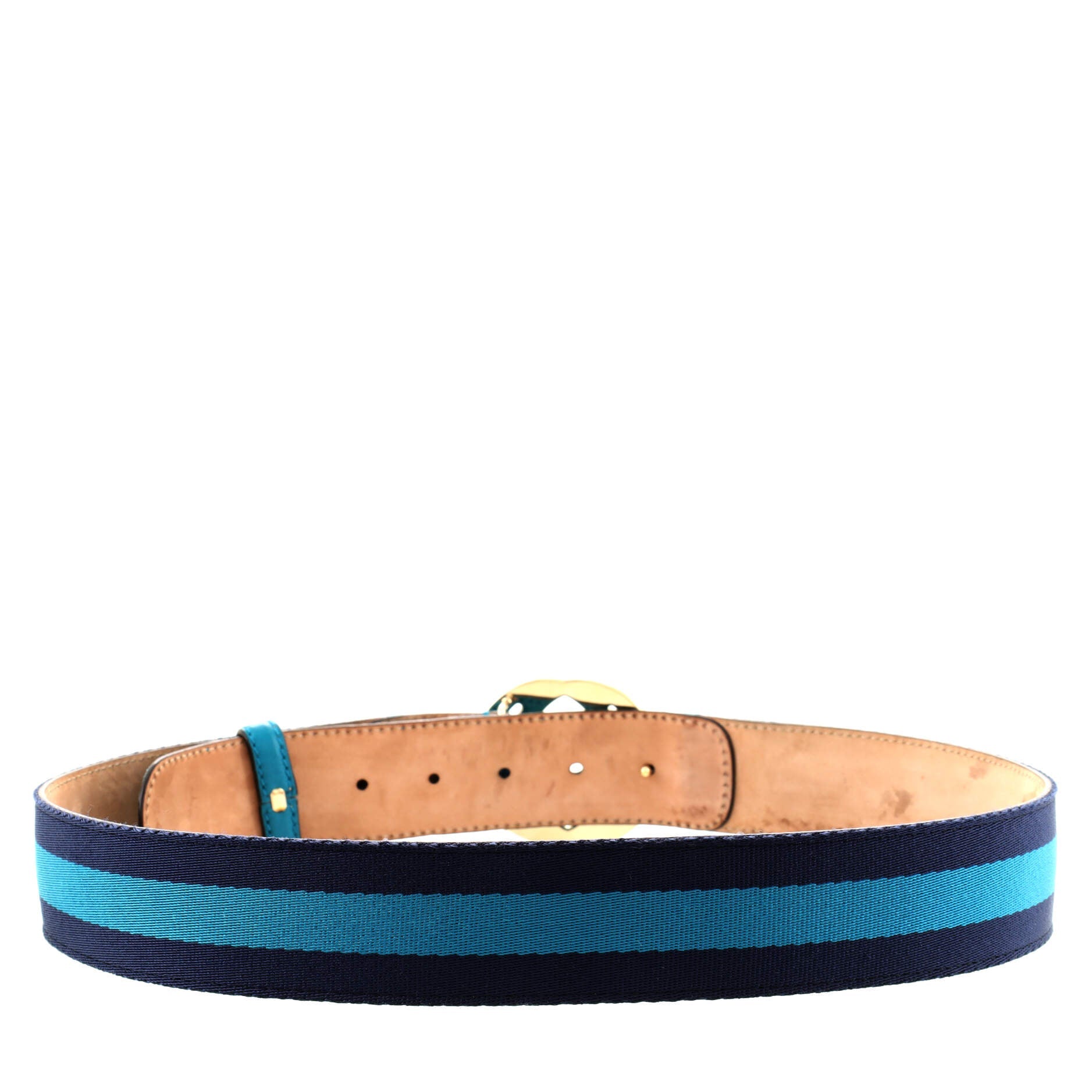 Interlocking G Web Belt Canvas and Leather Wide 85