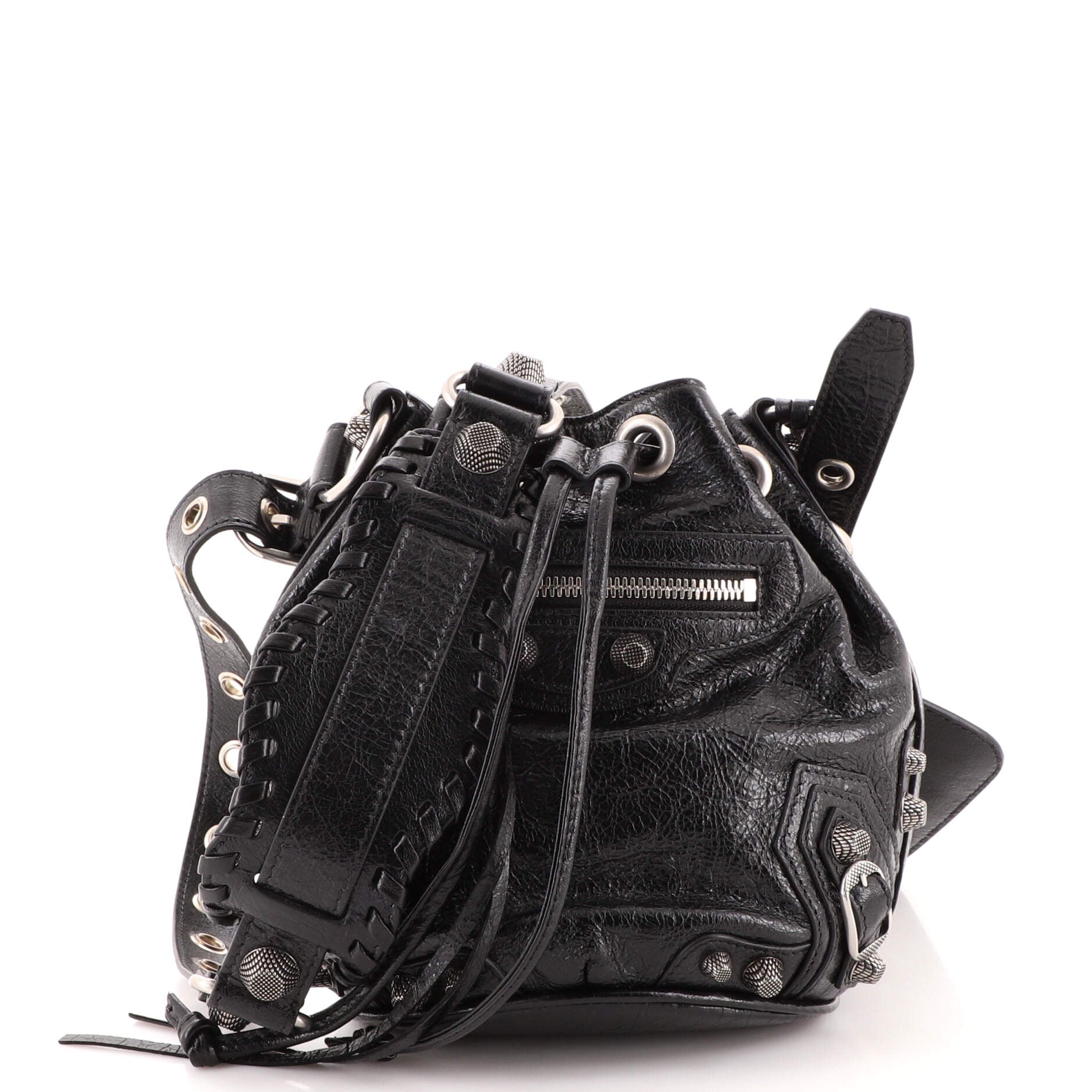 Pom Pon Giant Studs Bag Leather Mini