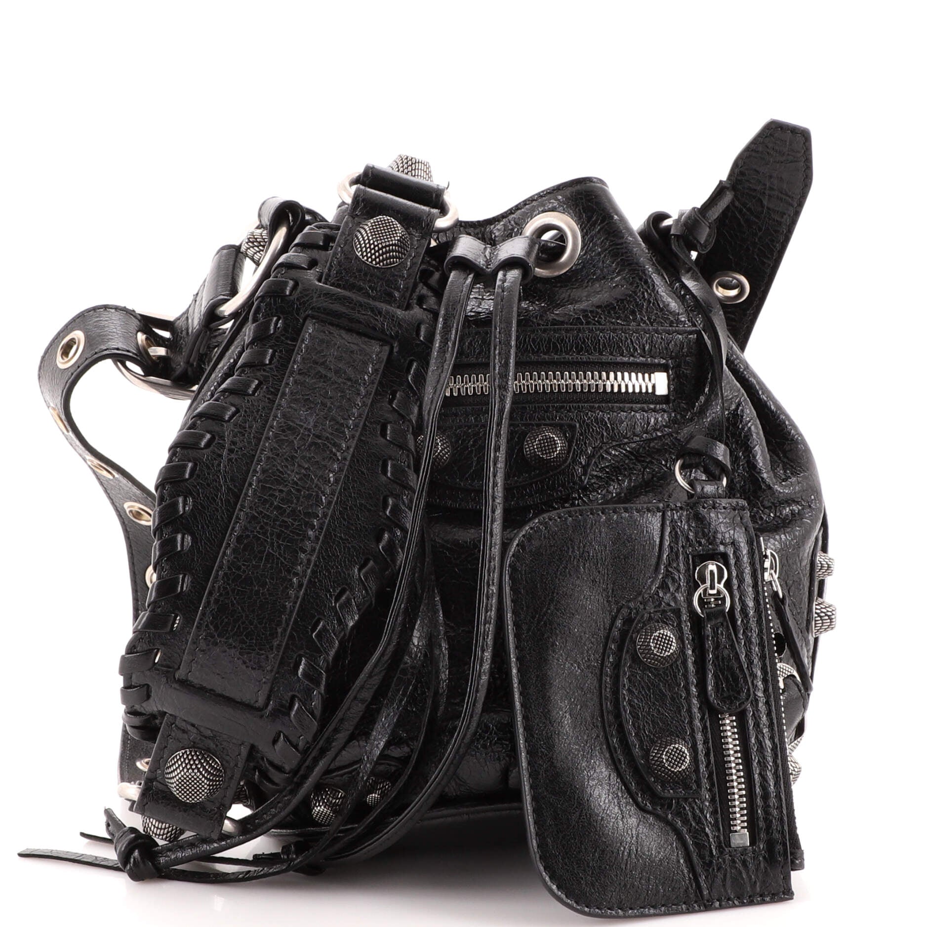 Pom Pon Giant Studs Bag Leather Mini