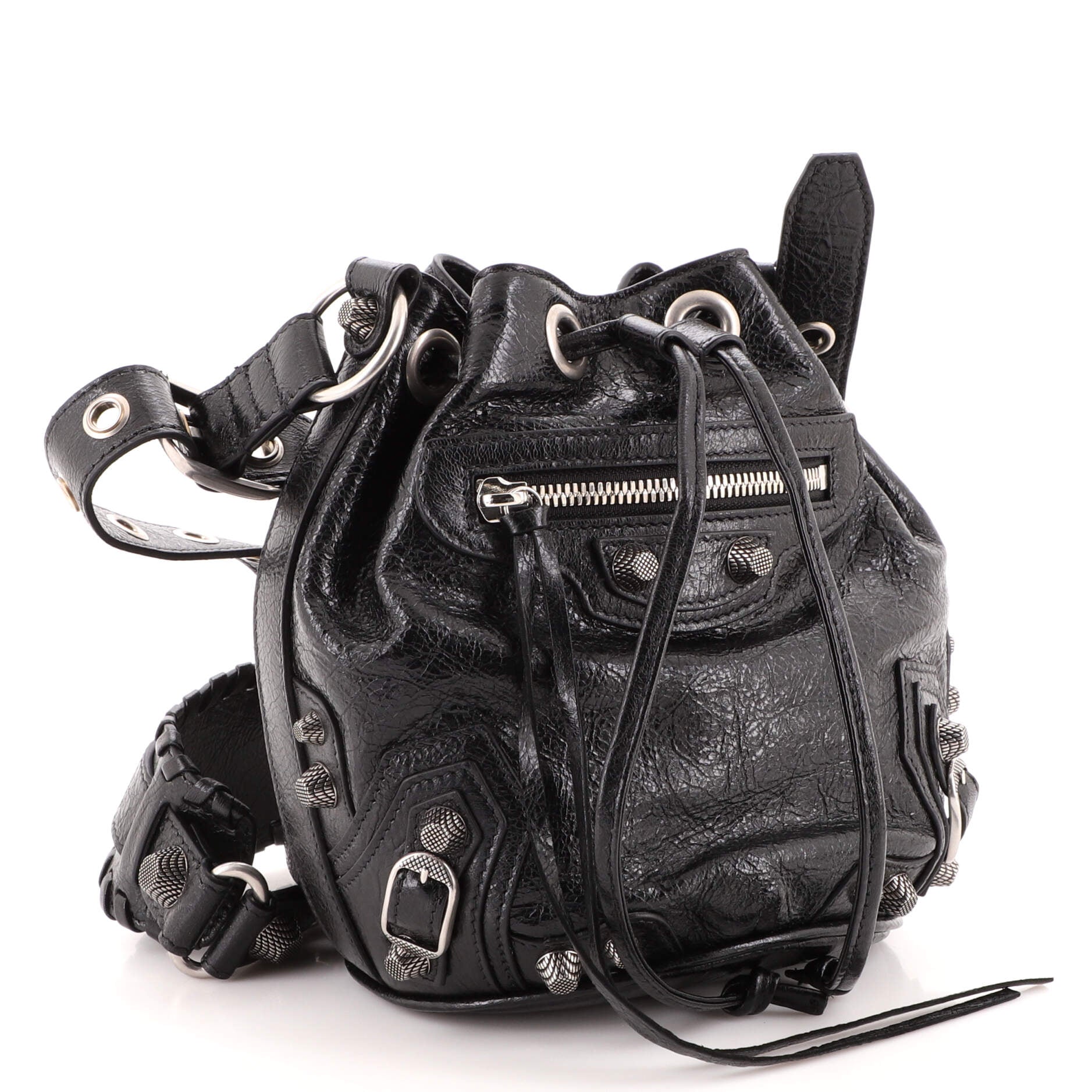 Pom Pon Giant Studs Bag Leather Mini