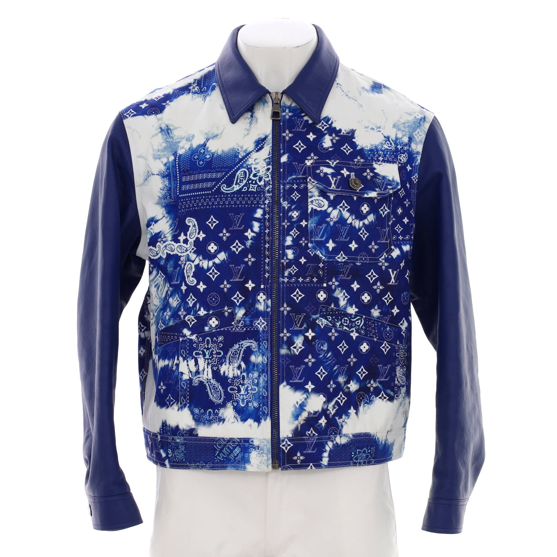 Men's Bandana Mix Blouson Monogram Denim and Leather