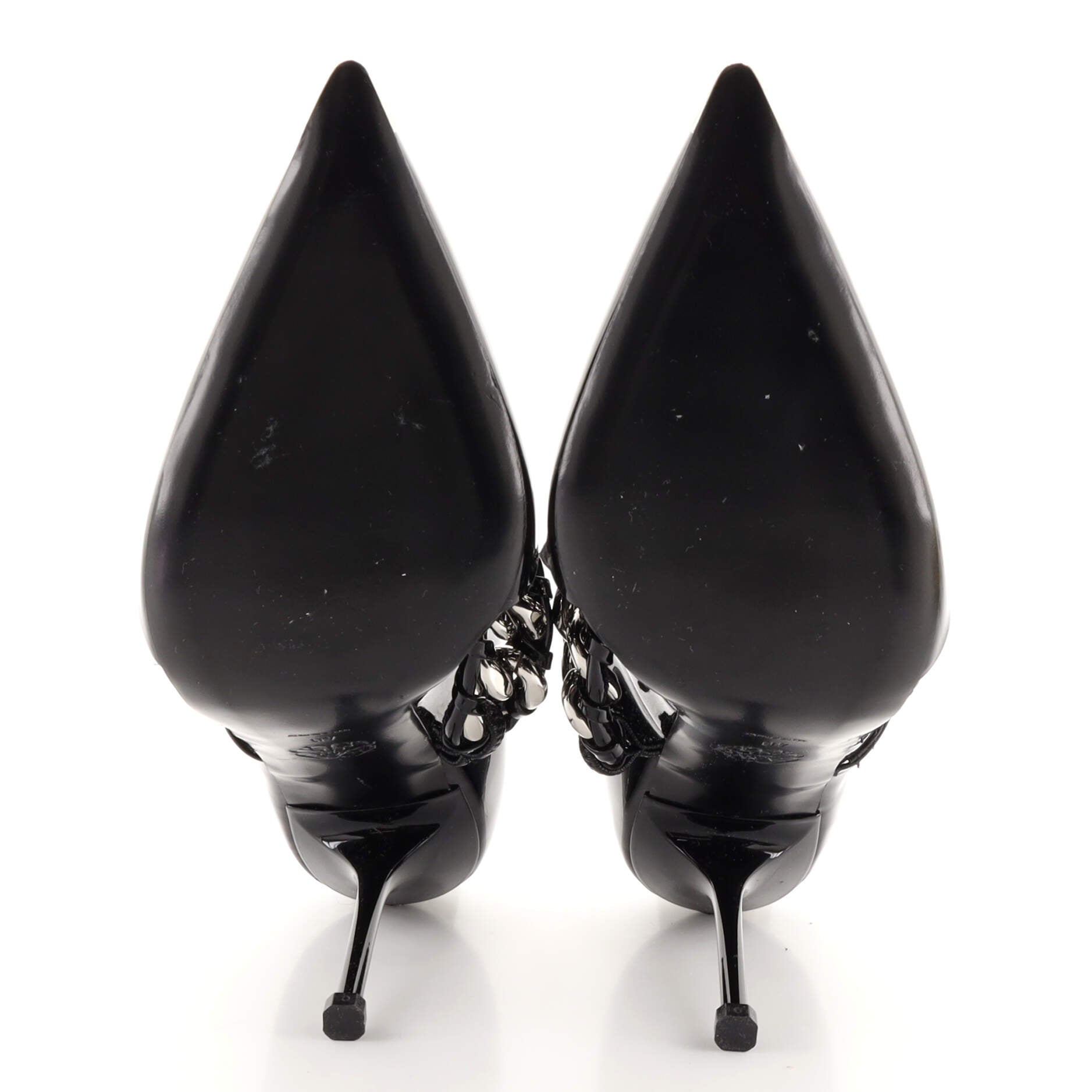 Women's Punk Chain Heeled Mules Patent