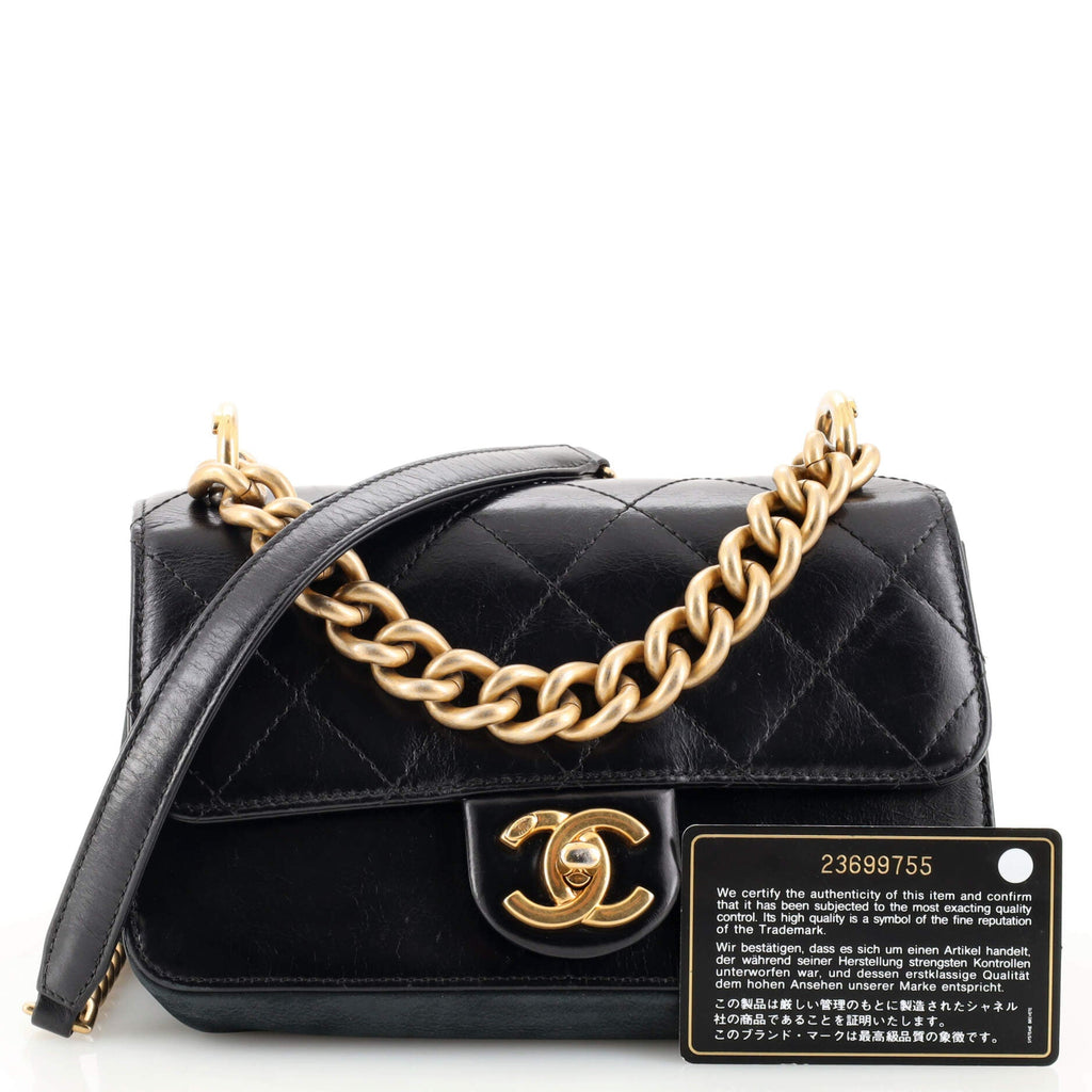 Paris-Cosmopolite Straight Lined Flap Bag Quilted Aged Calfskin Mini