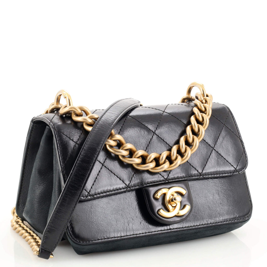 Paris-Cosmopolite Straight Lined Flap Bag Quilted Aged Calfskin Mini