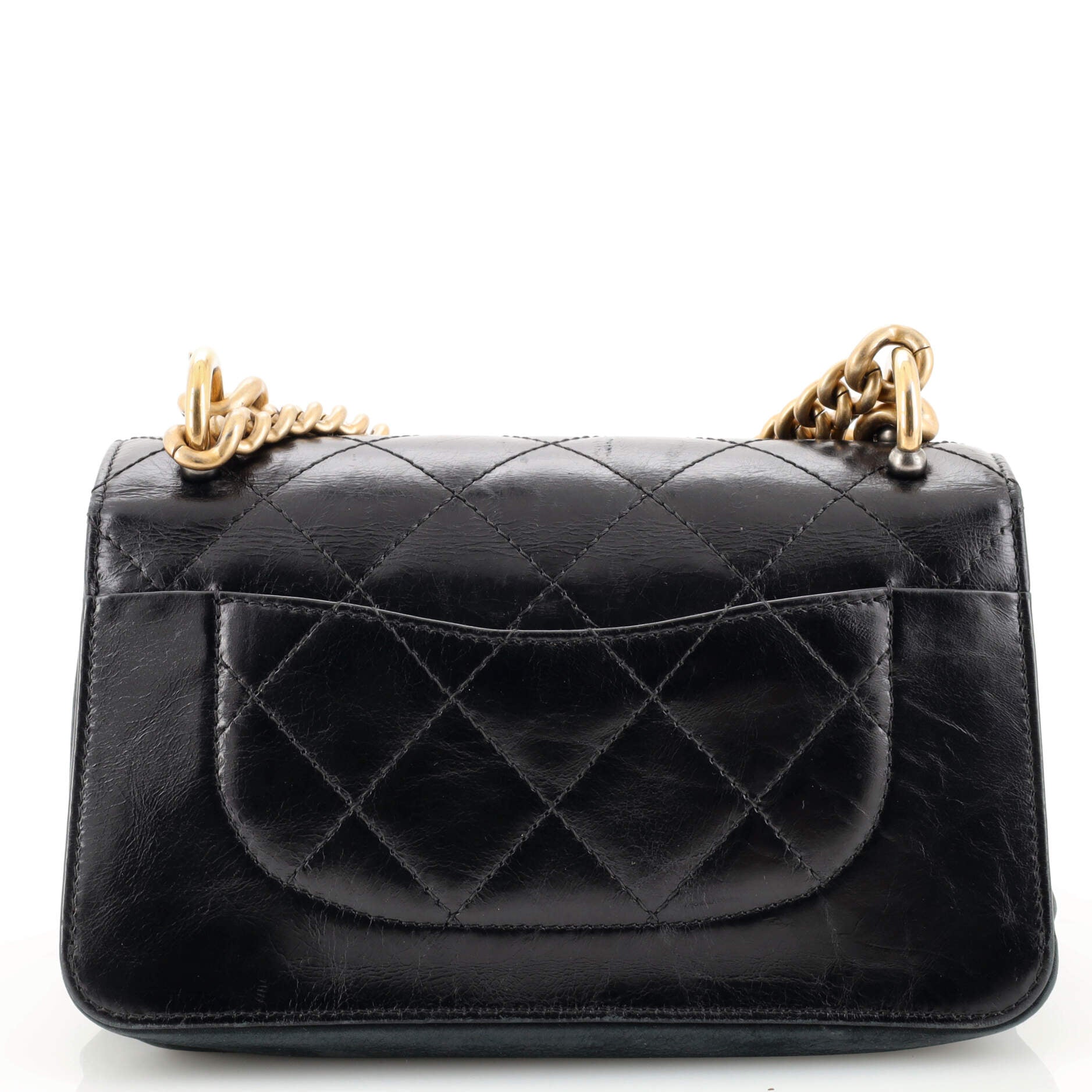 Paris-Cosmopolite Straight Lined Flap Bag Quilted Aged Calfskin Mini