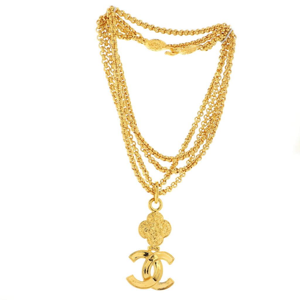 Vintage Clover Pendant Necklace Metal