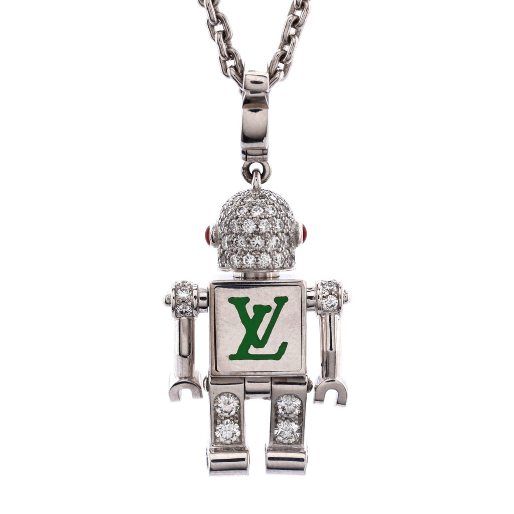 Cosmo Notes Necklace 18K White Gold with Yellow and Pink Sapphires, Tsavorite and Diamonds
