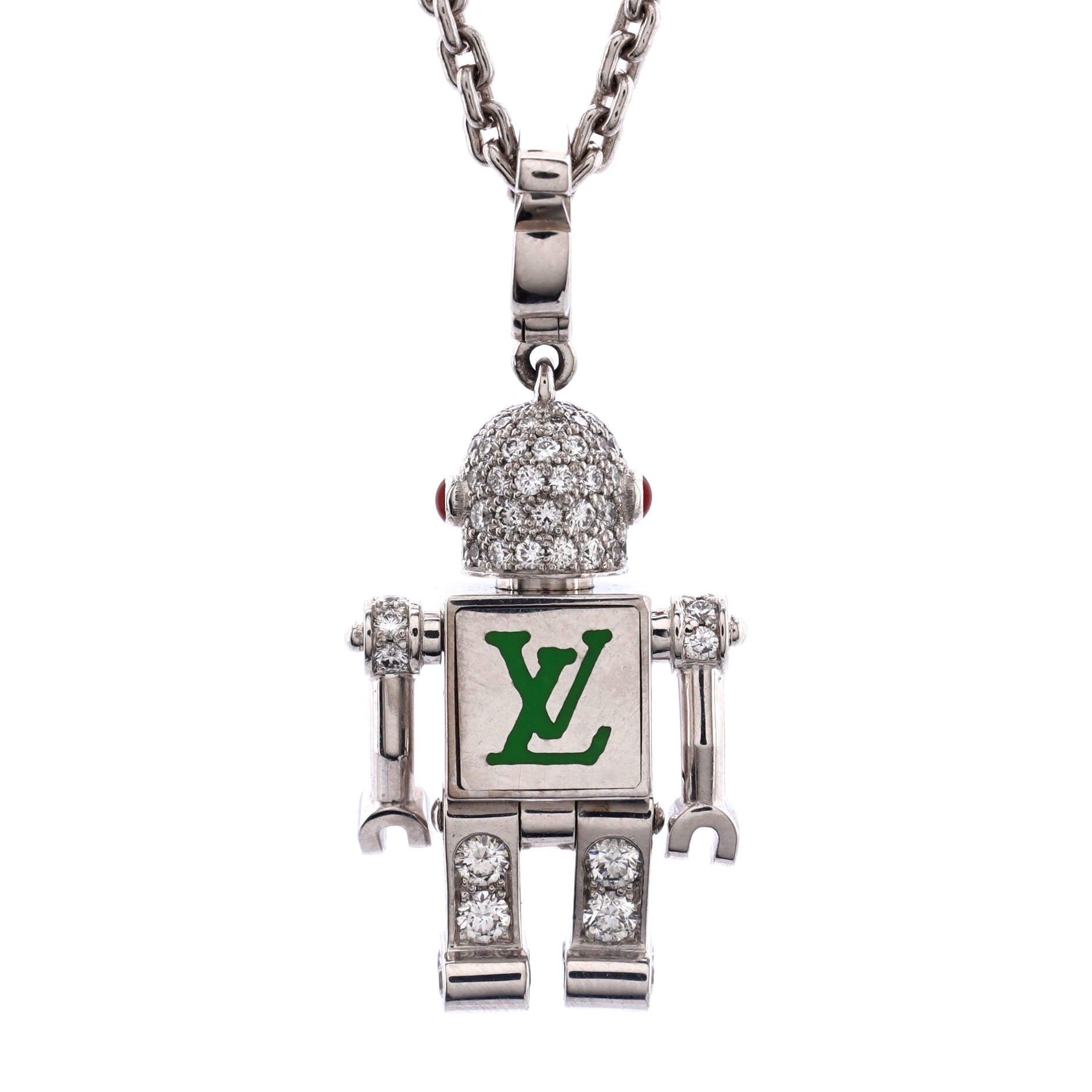 Cosmo Notes Necklace 18K White Gold with Yellow and Pink Sapphires, Tsavorite and Diamonds