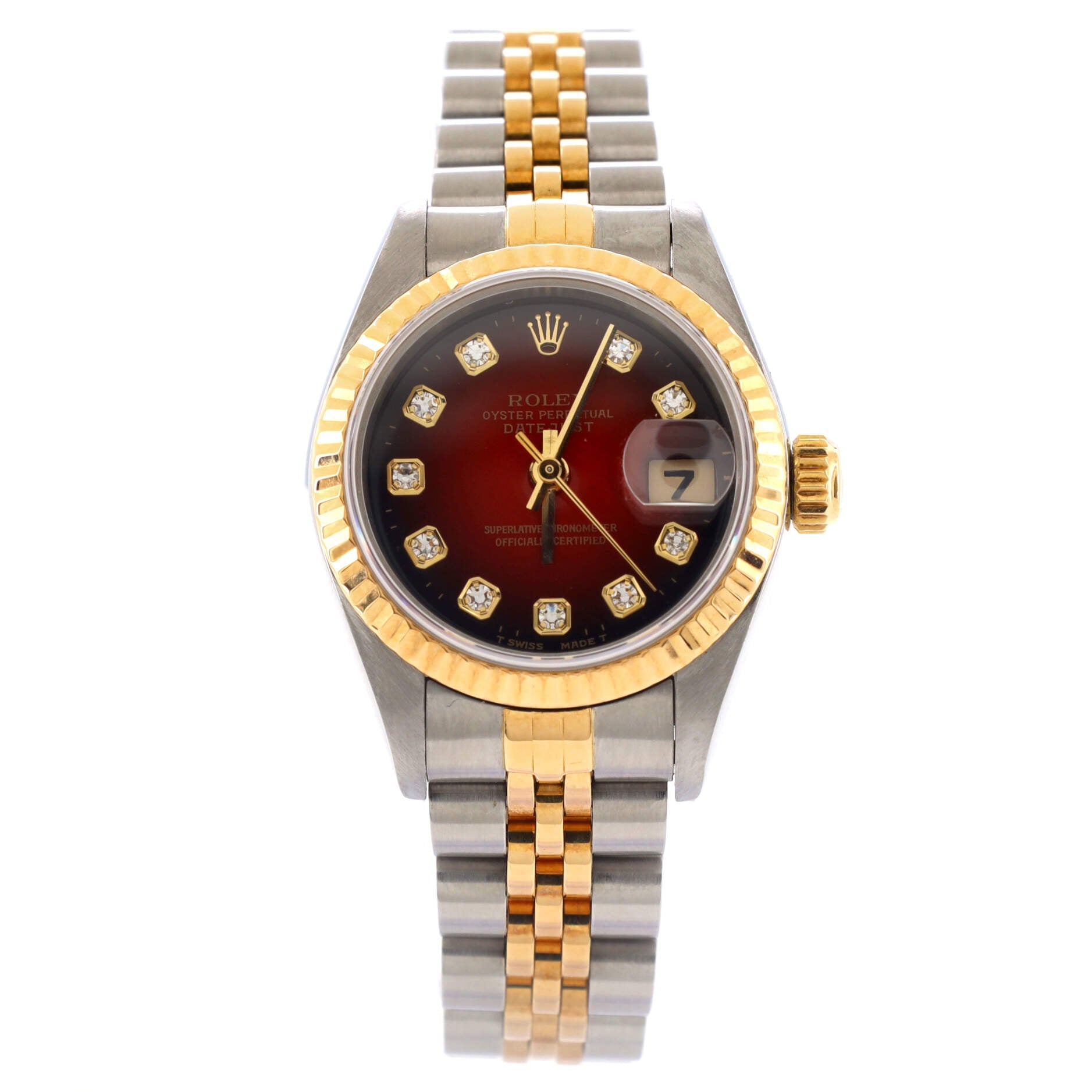 Oyster Perpetual Datejust Automatic Watch Stainless Steel and Yellow Gold with Diamond Markers 26