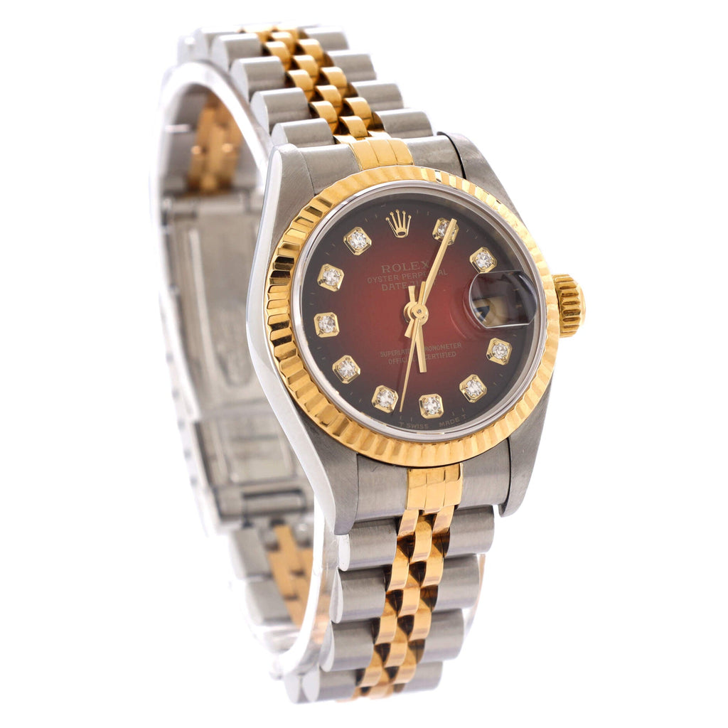 Oyster Perpetual Datejust Automatic Watch Stainless Steel and Yellow Gold with Diamond Markers 26