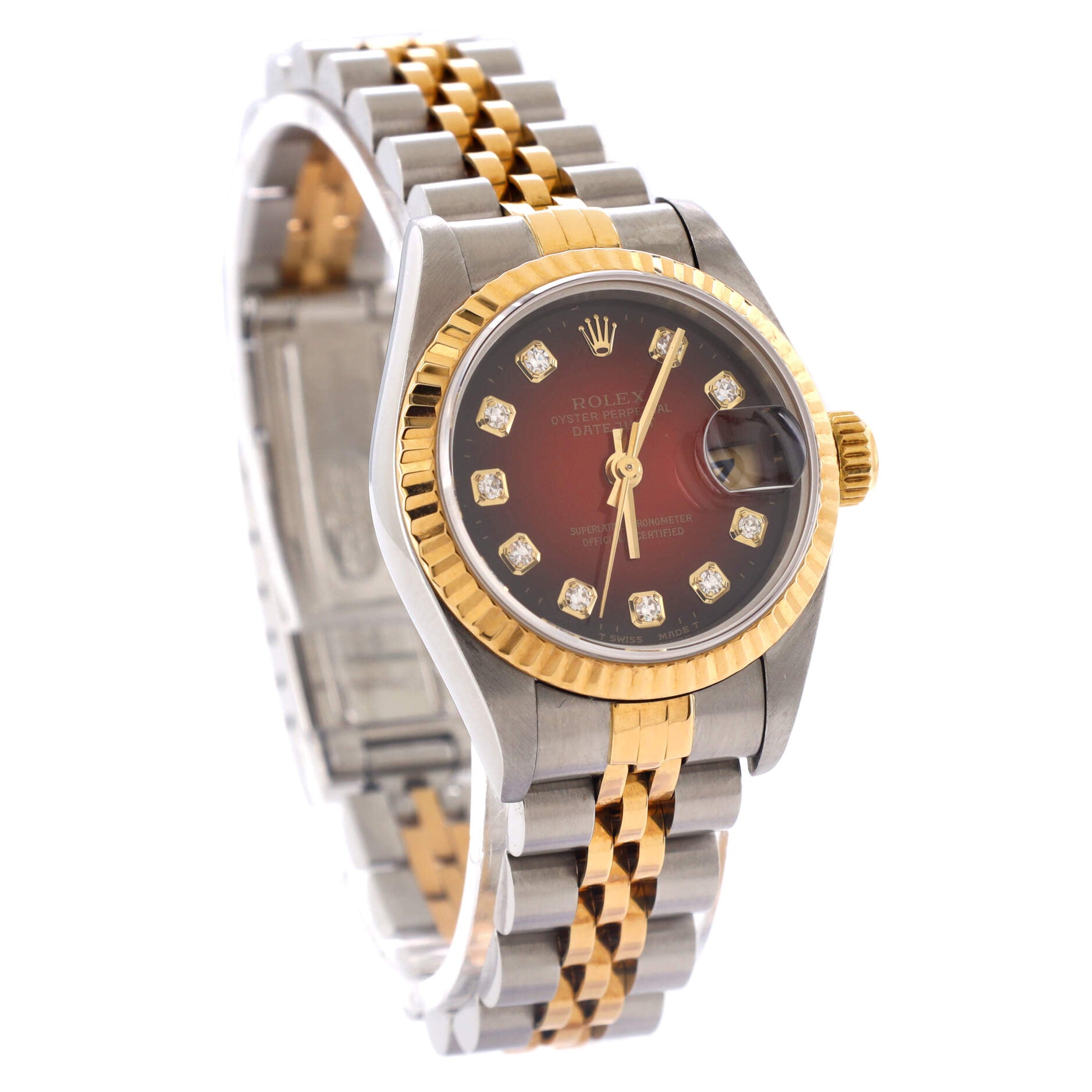 Oyster Perpetual Datejust Automatic Watch Stainless Steel and Yellow Gold with Diamond Markers 26