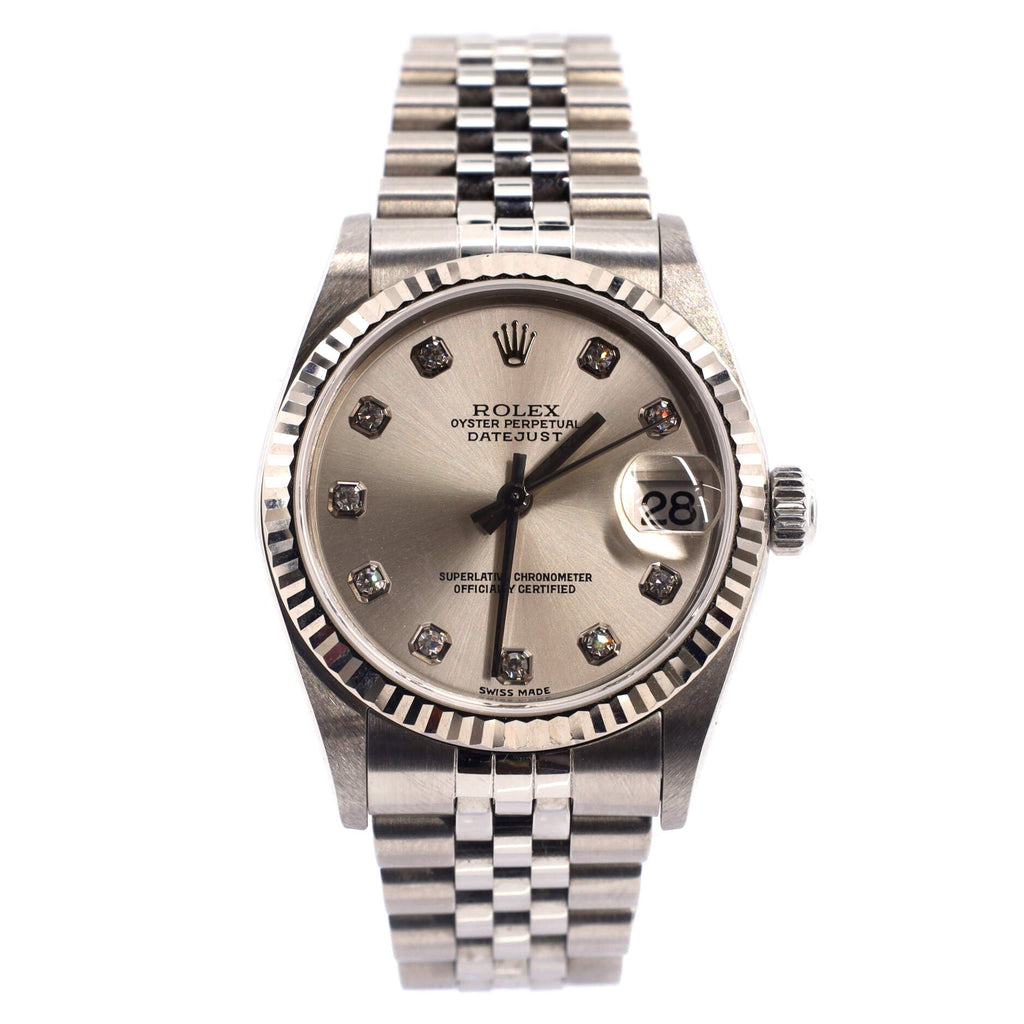 Oyster Perpetual Datejust Automatic Watch Stainless Steel and White Gold with Diamond Markers 31