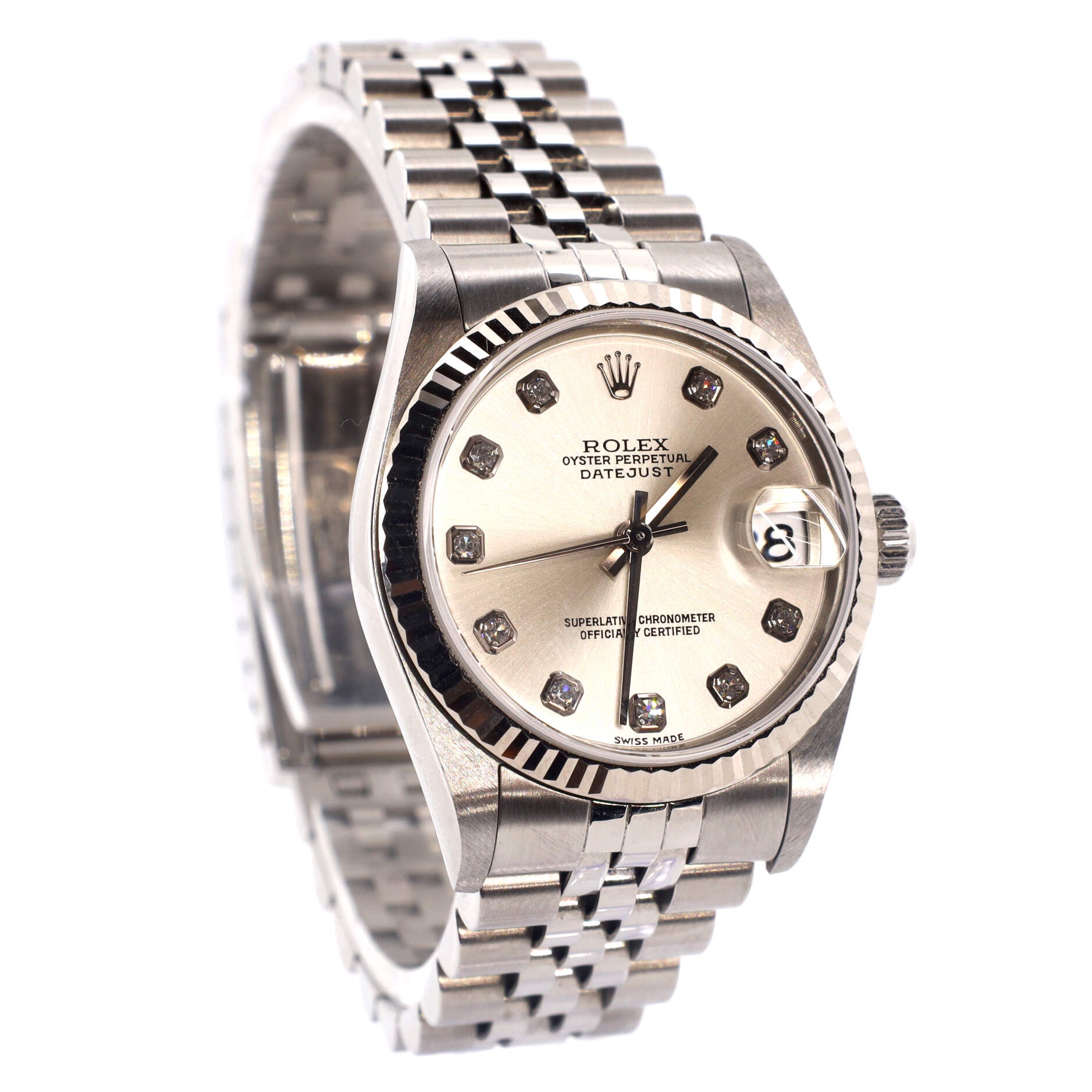 Oyster Perpetual Datejust Automatic Watch Stainless Steel and White Gold with Diamond Markers 31