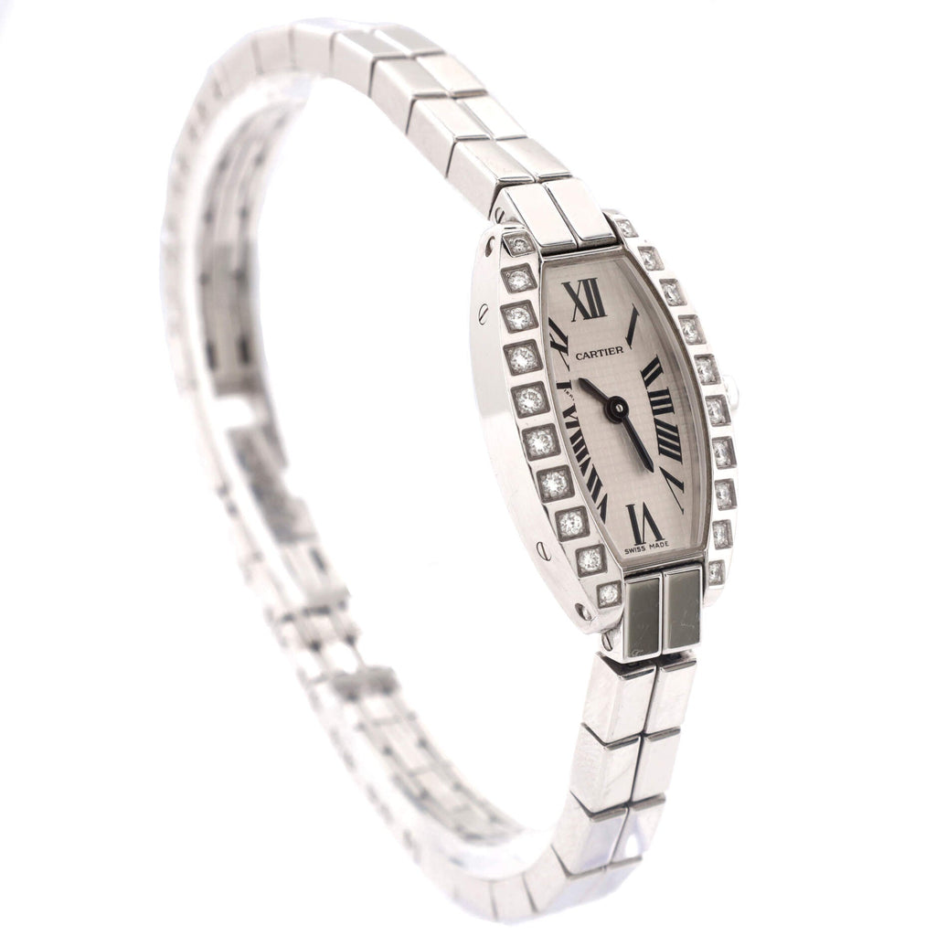 Mini Tonneau Lanier Quartz Watch White Gold with Diamond Bezel 16