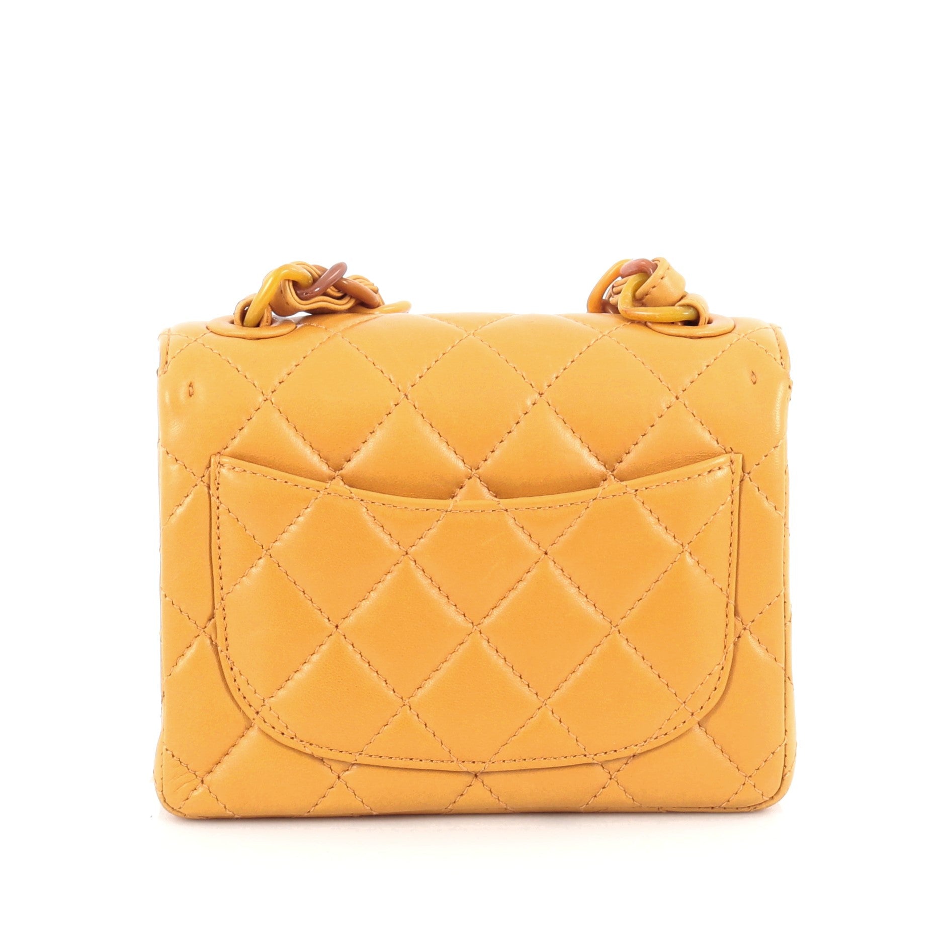 Chanel Square Resin Chain Flap Bag Quilted Lambskin Mini