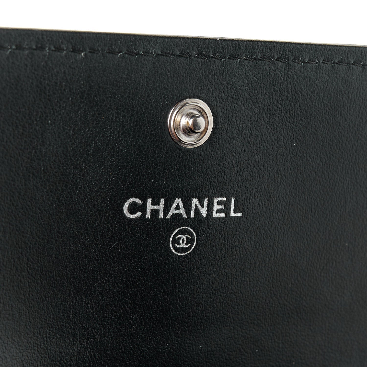 Lambskin Embossed Camellia Large Gusset Flap Wallet Black