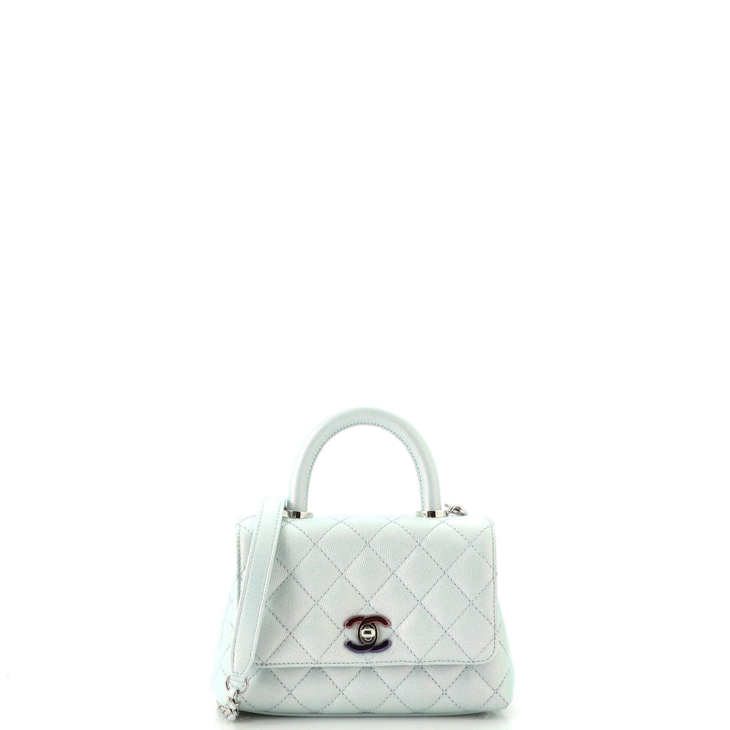 Coco Top Handle Bag Quilted Iridescent Caviar with Gradient Hardware Extra Mini