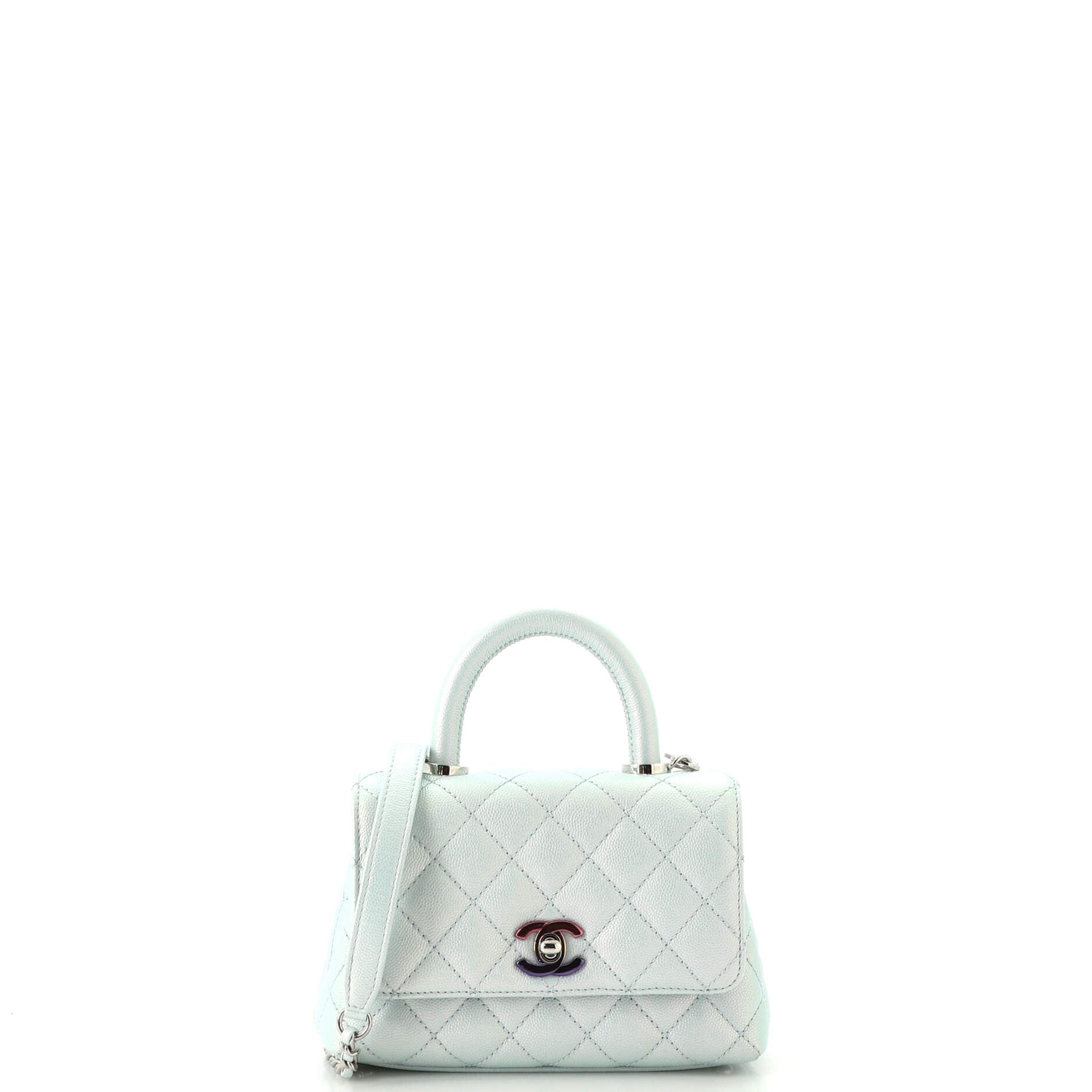 Coco Top Handle Bag Quilted Iridescent Caviar with Gradient Hardware Extra Mini