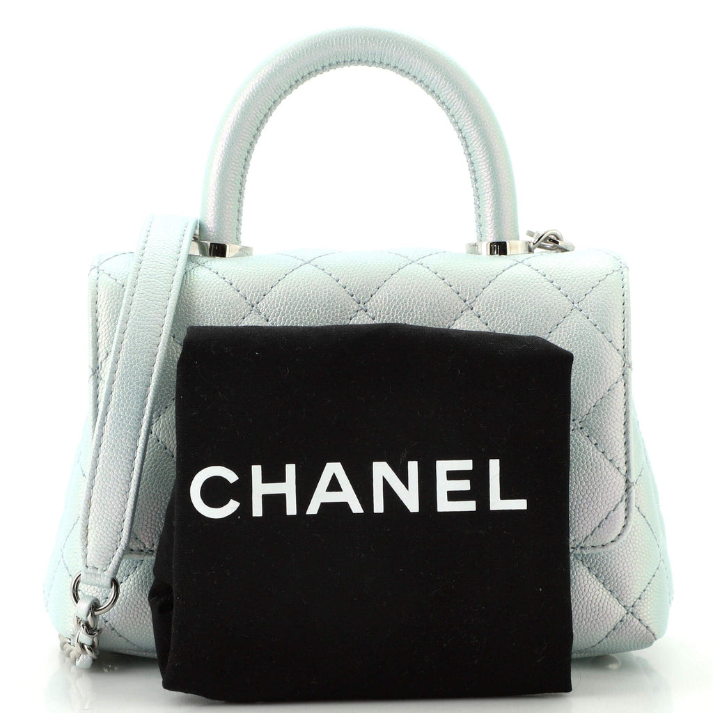 Coco Top Handle Bag Quilted Iridescent Caviar with Gradient Hardware Extra Mini