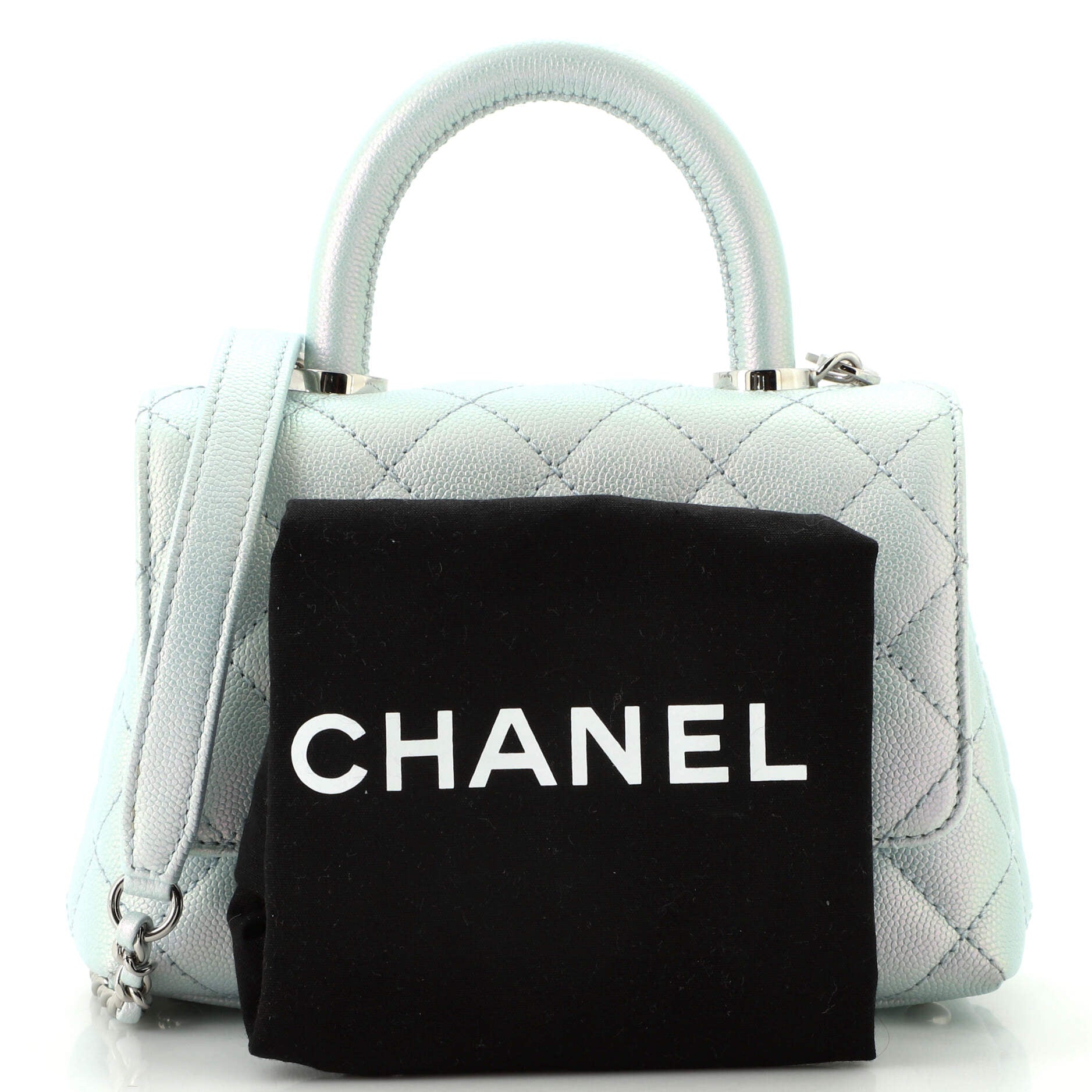 Coco Top Handle Bag Quilted Iridescent Caviar with Gradient Hardware Extra Mini