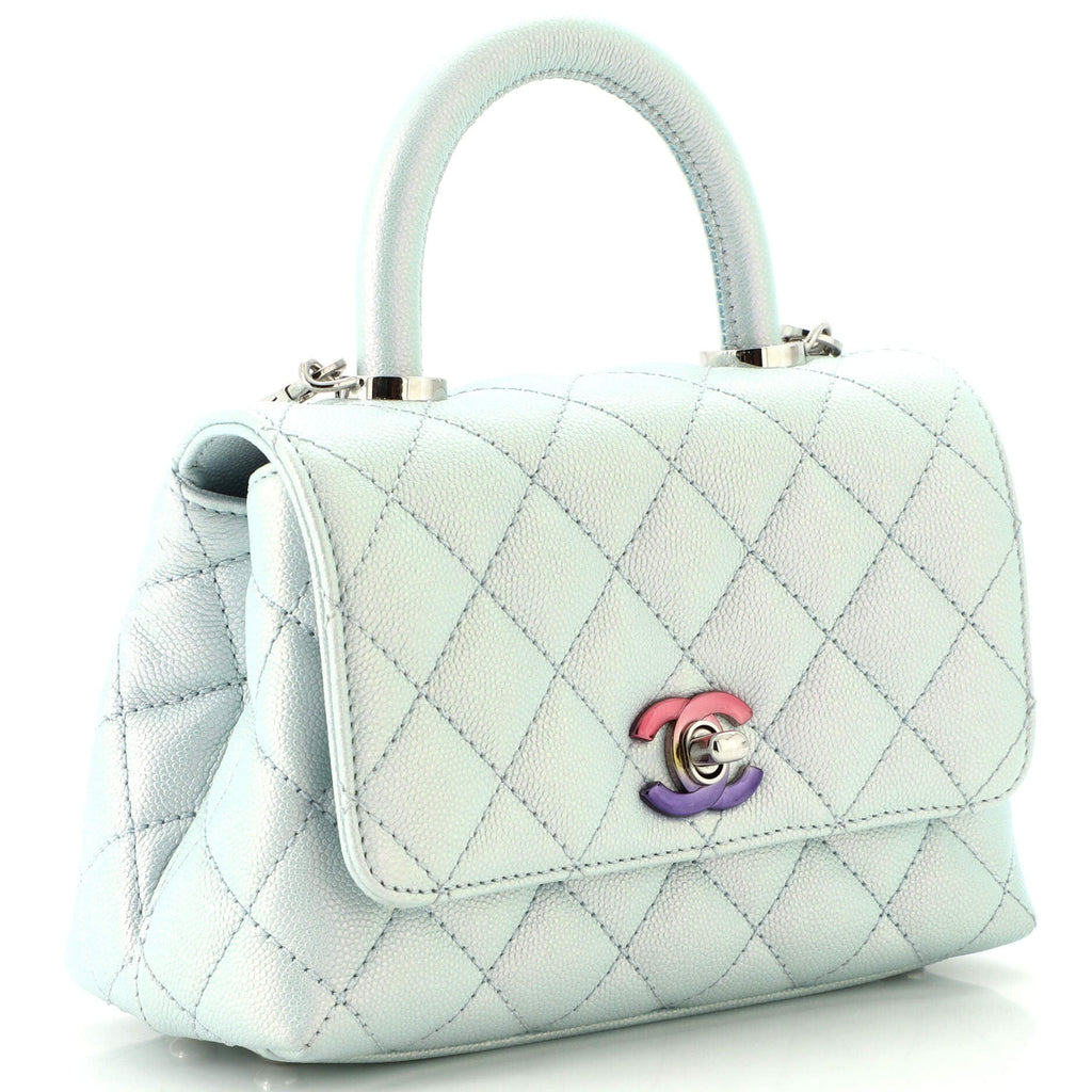 Coco Top Handle Bag Quilted Iridescent Caviar with Gradient Hardware Extra Mini