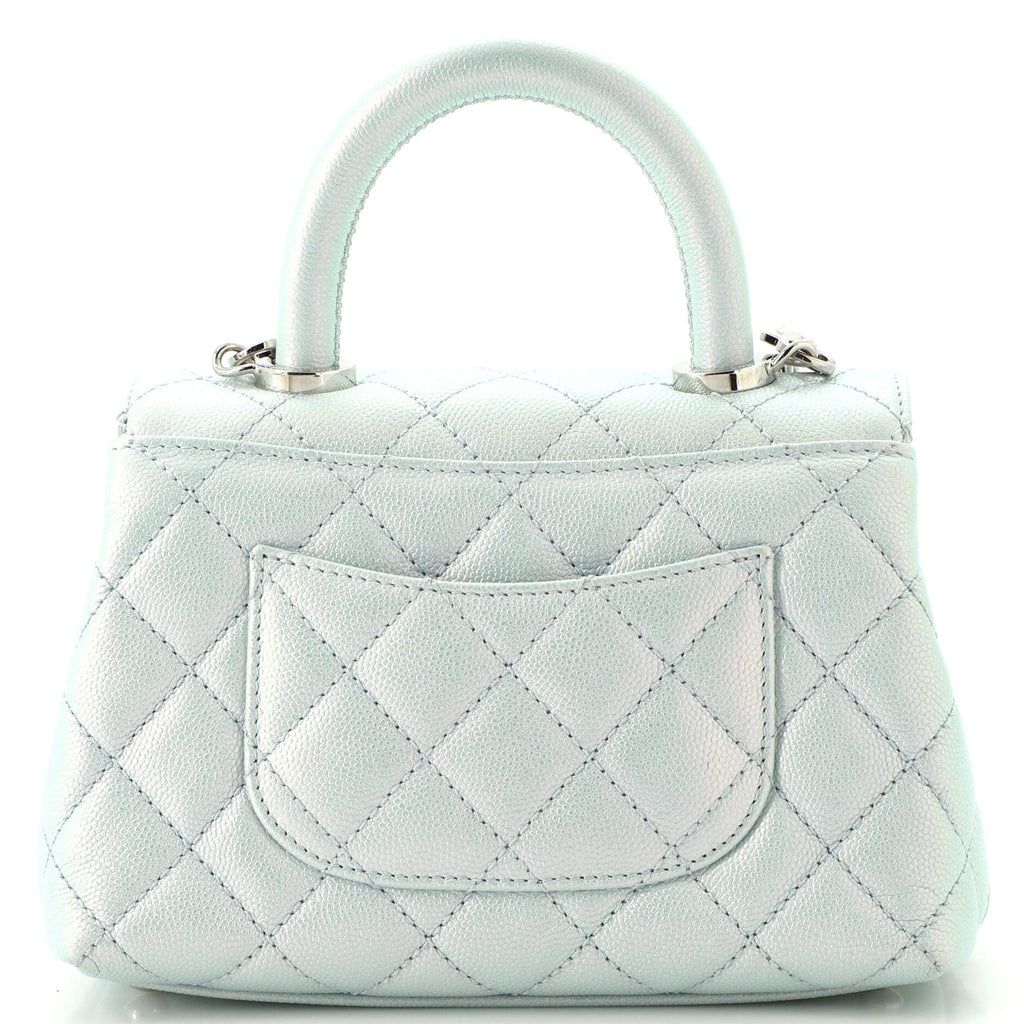 Coco Top Handle Bag Quilted Iridescent Caviar with Gradient Hardware Extra Mini