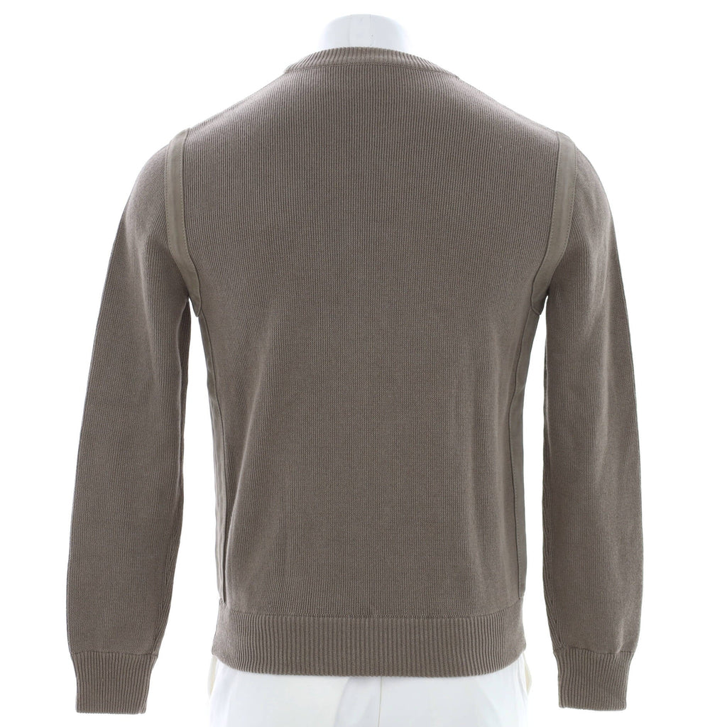 Men's Crew Neck Sweater Linen Blend with Suede