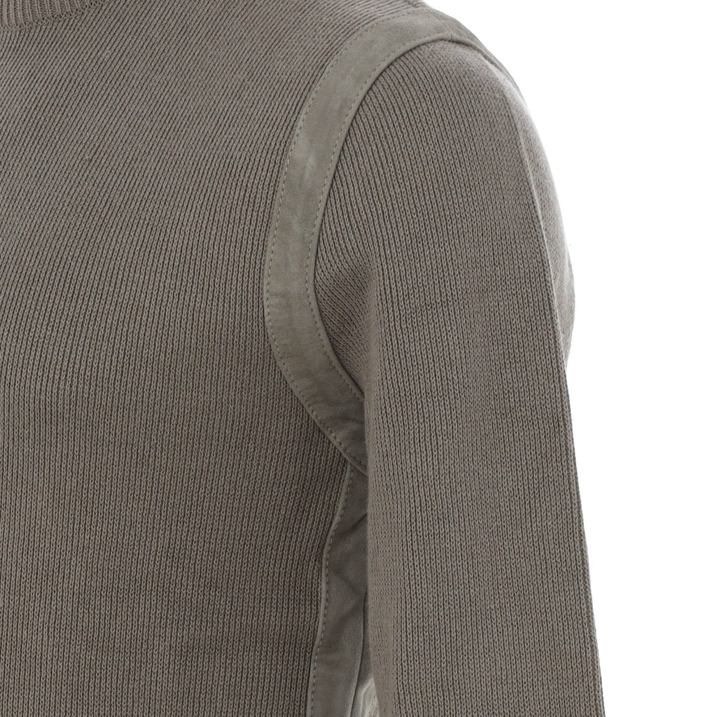 Men's Crew Neck Sweater Linen Blend with Suede