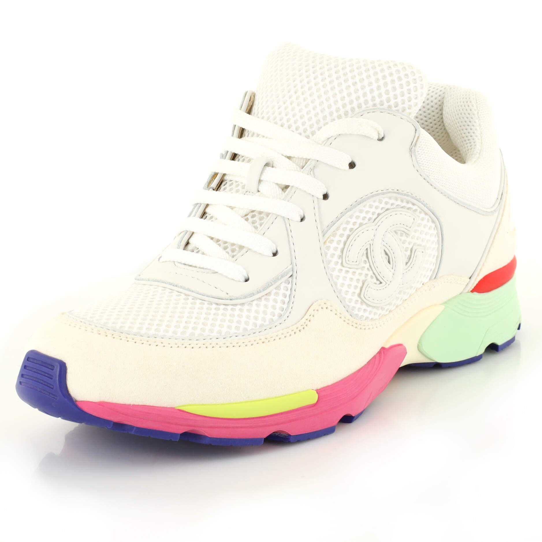 Women's CC Low-Top Sneakers Leather and Fabric with Suede