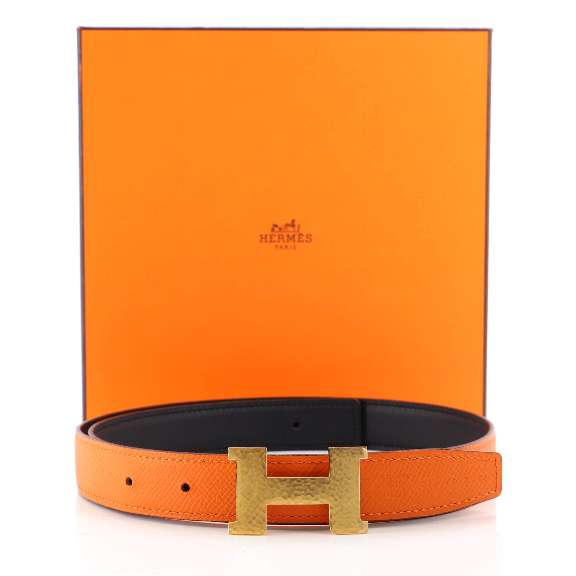 Constance Martelee H Reversible Belt Leather with Hammered Hardware Thin 75