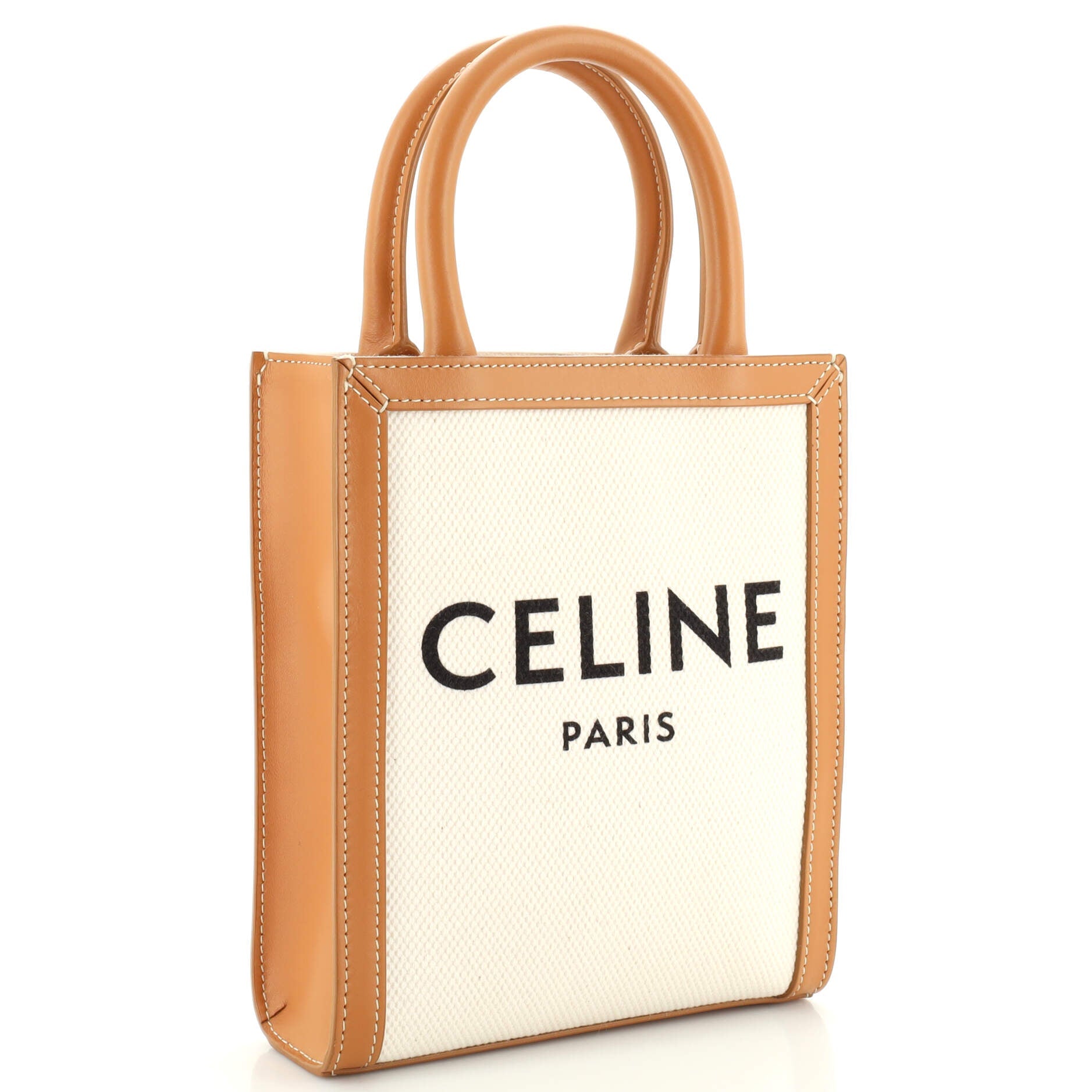 Vertical Cabas Tote Canvas with Leather Mini
