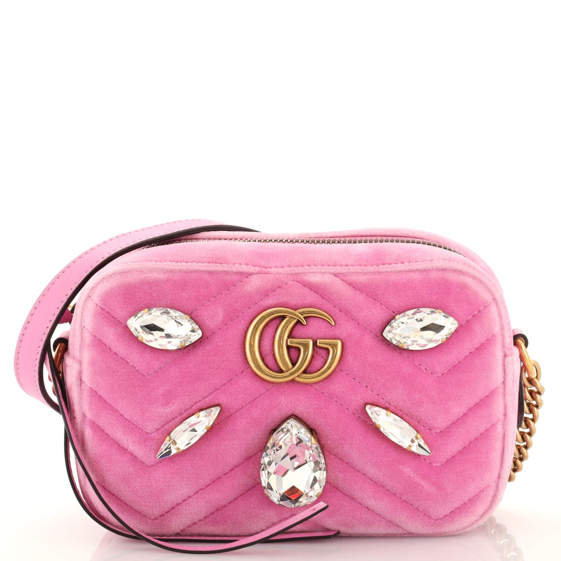 GG Marmont Shoulder Bag Crystal Embellished Matelasse Velvet Mini
