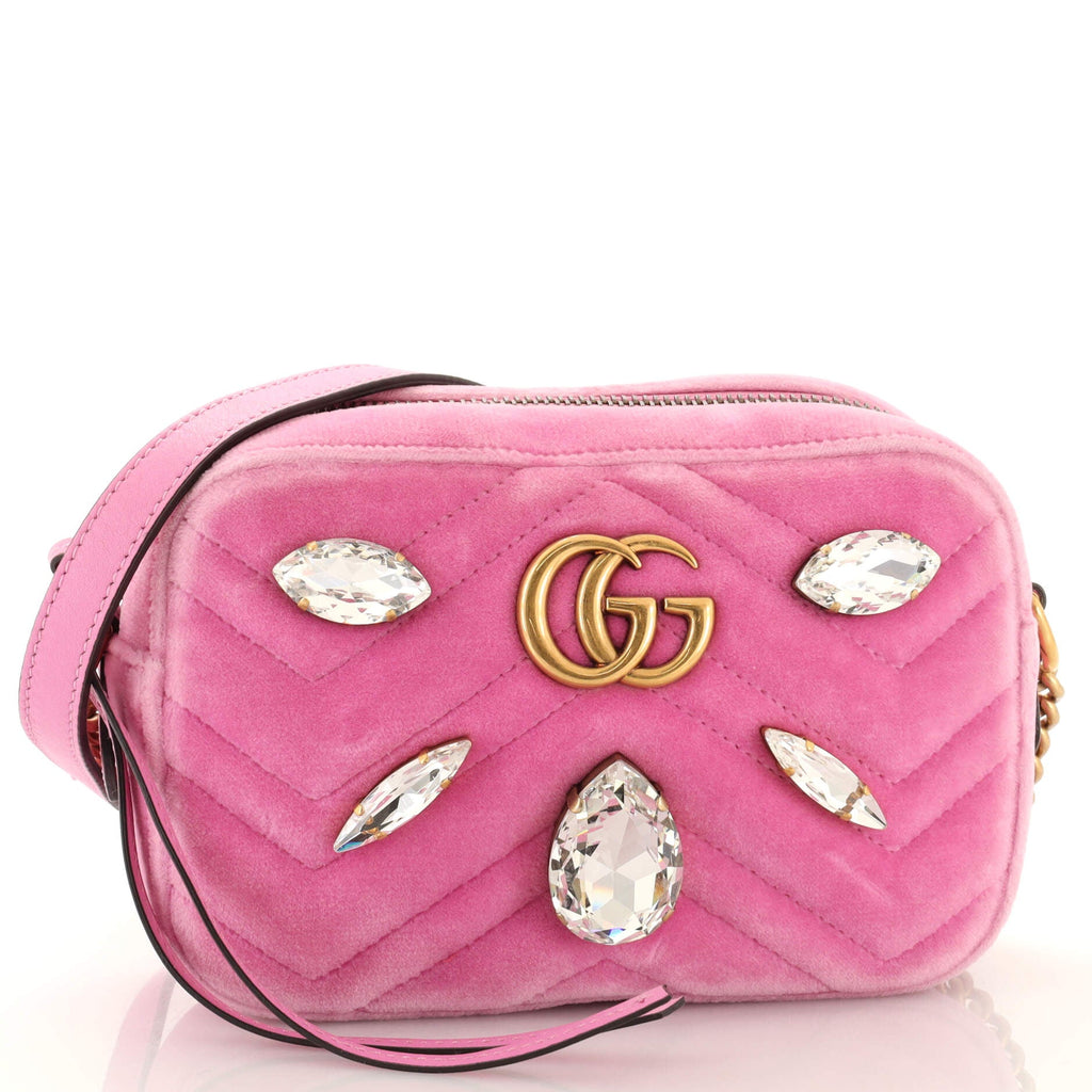 GG Marmont Shoulder Bag Crystal Embellished Matelasse Velvet Mini