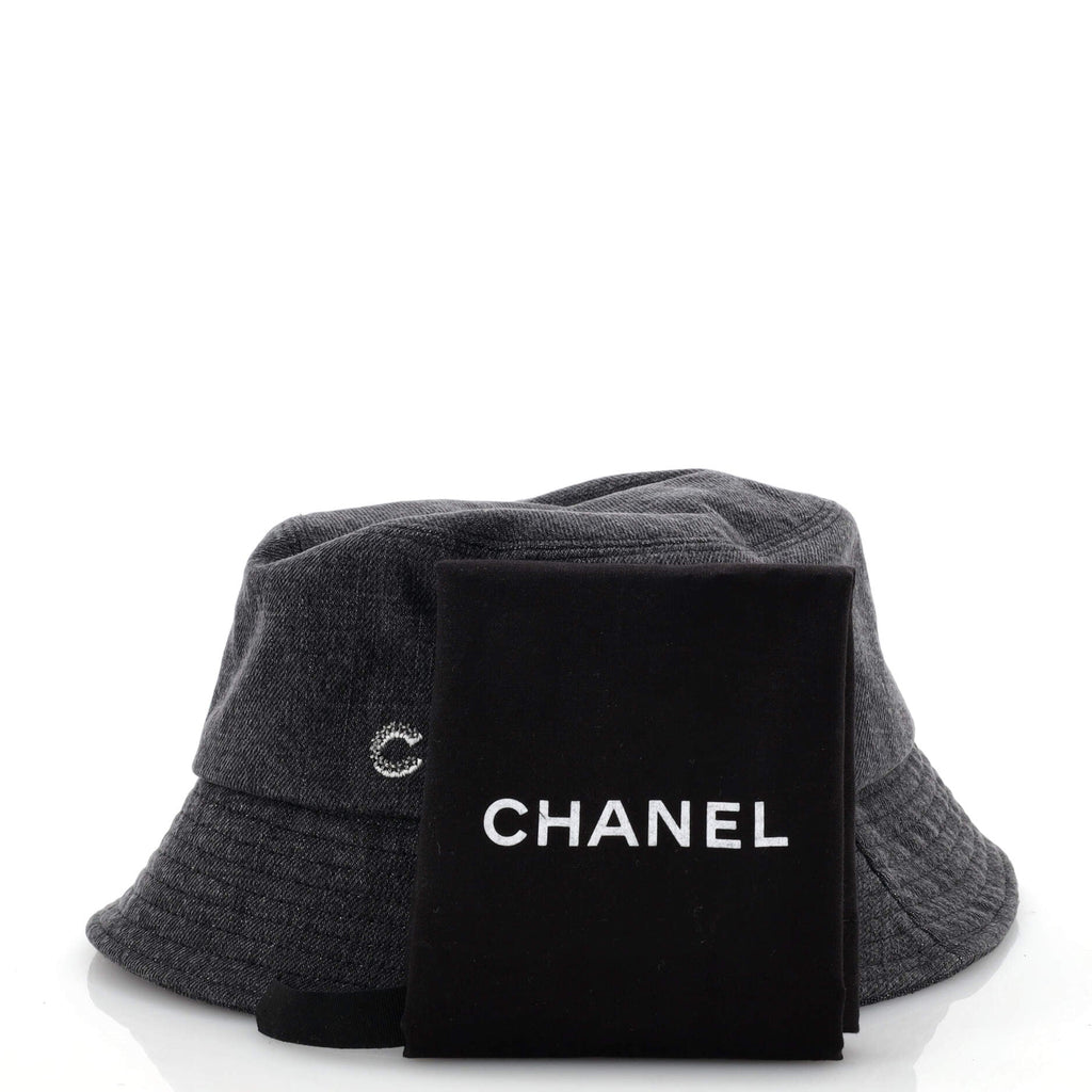 Logo Letters Bucket Hat Embroidered Denim