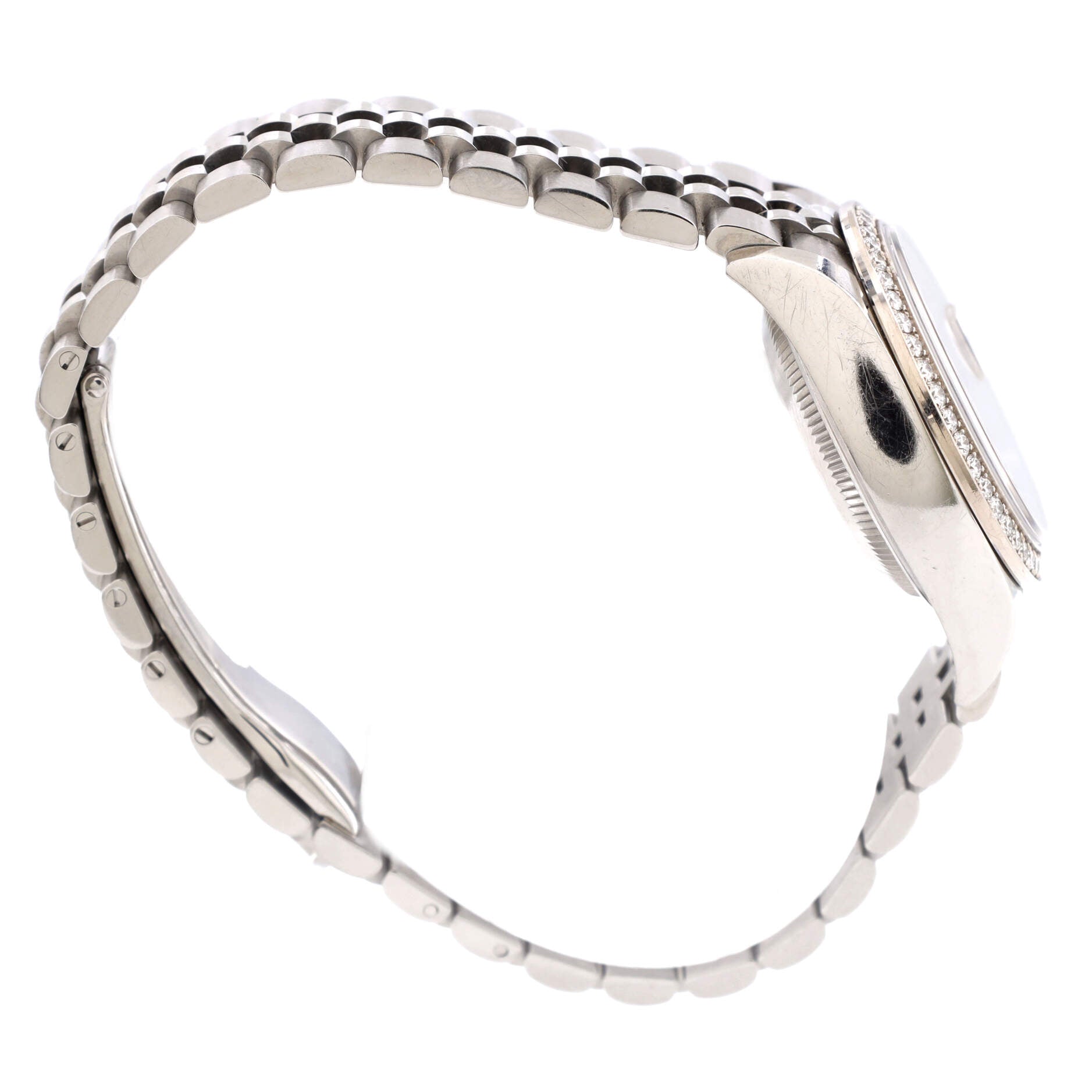 Oyster Perpetual Datejust Automatic Watch Stainless Steel and White Gold with Diamond Bezel and Markers 28