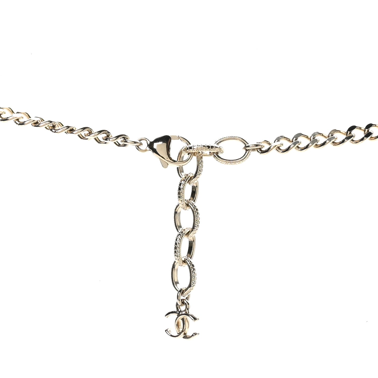 Metal Resin Enamel Crystal CC Necklace Gold Black White