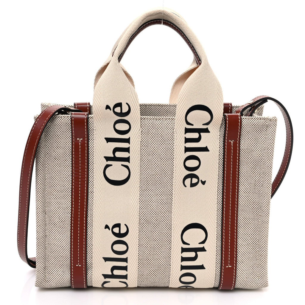 Cotton Calfskin Small Woody Ribbon Tote With Strap White Brown