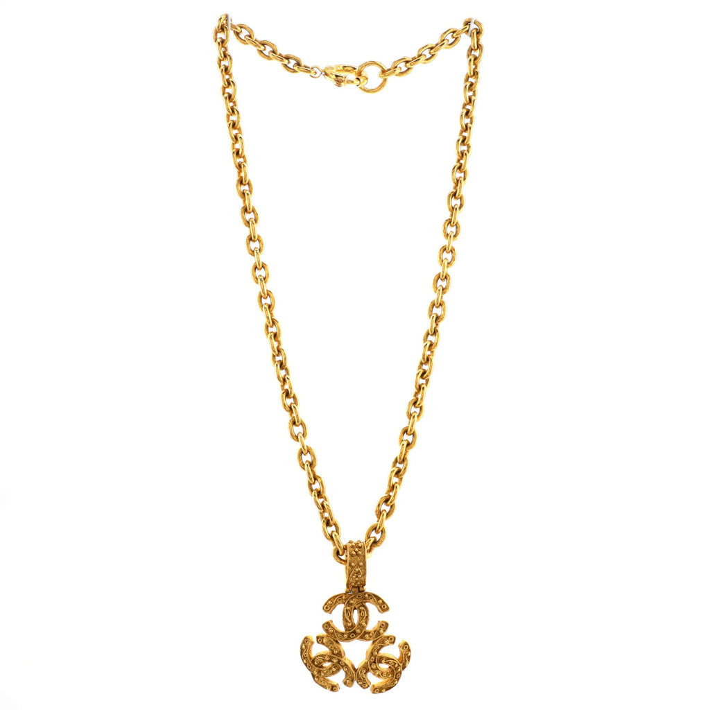 Vintage Triple CC Chain Necklace Metal