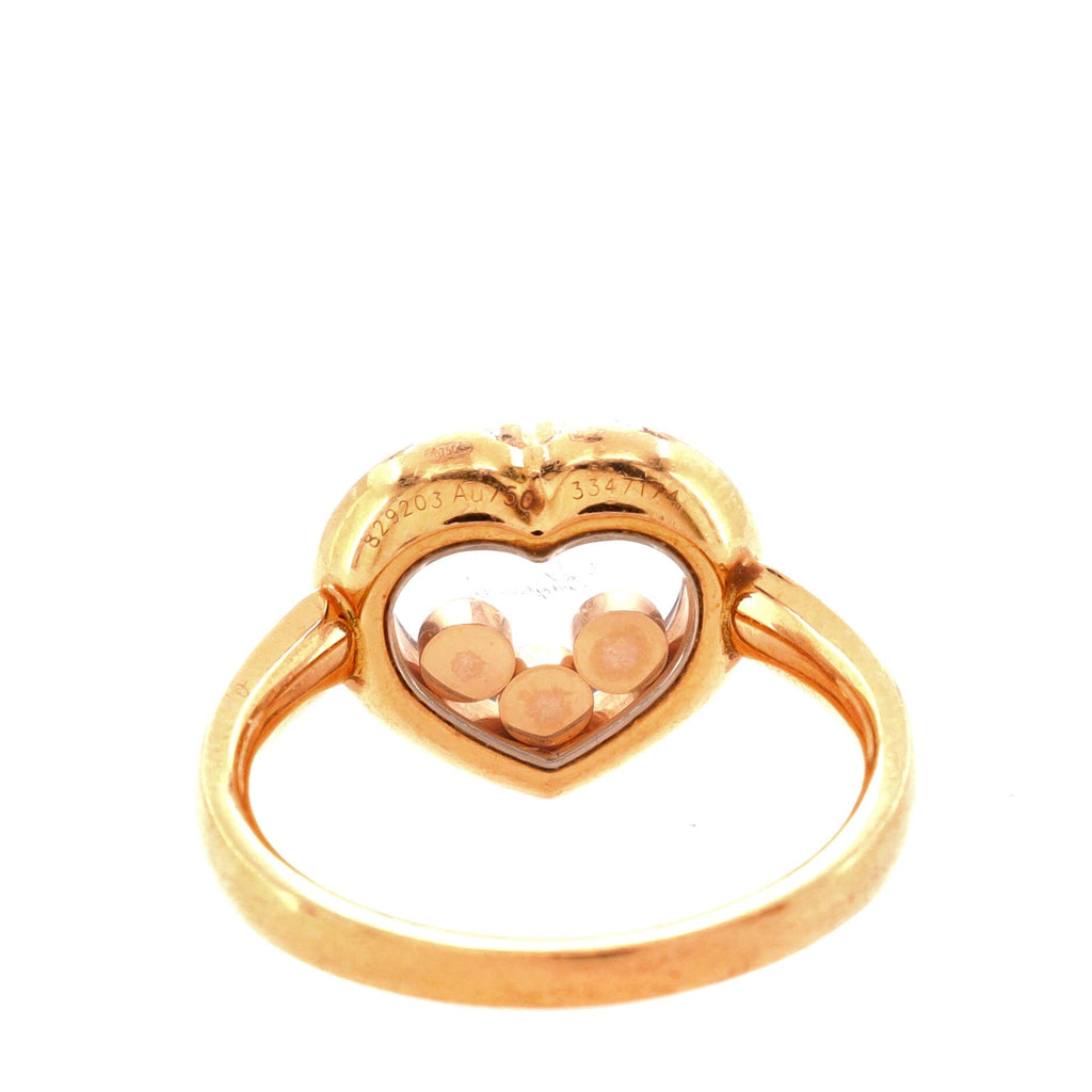 Happy Curves 3 Diamonds Heart Ring 18K Rose Gold with Diamonds and 3 Floating Diamonds
