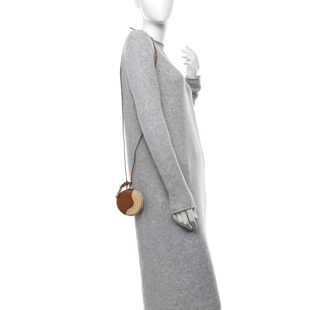 Raffia Round Camera Bag Beige Naturel