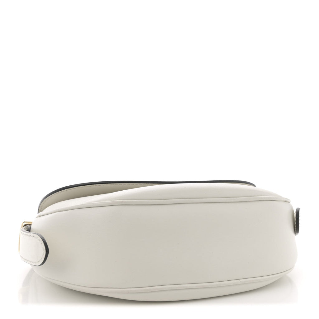 Soft Calfskin Triangle Arque Flap Shoulder Bag White