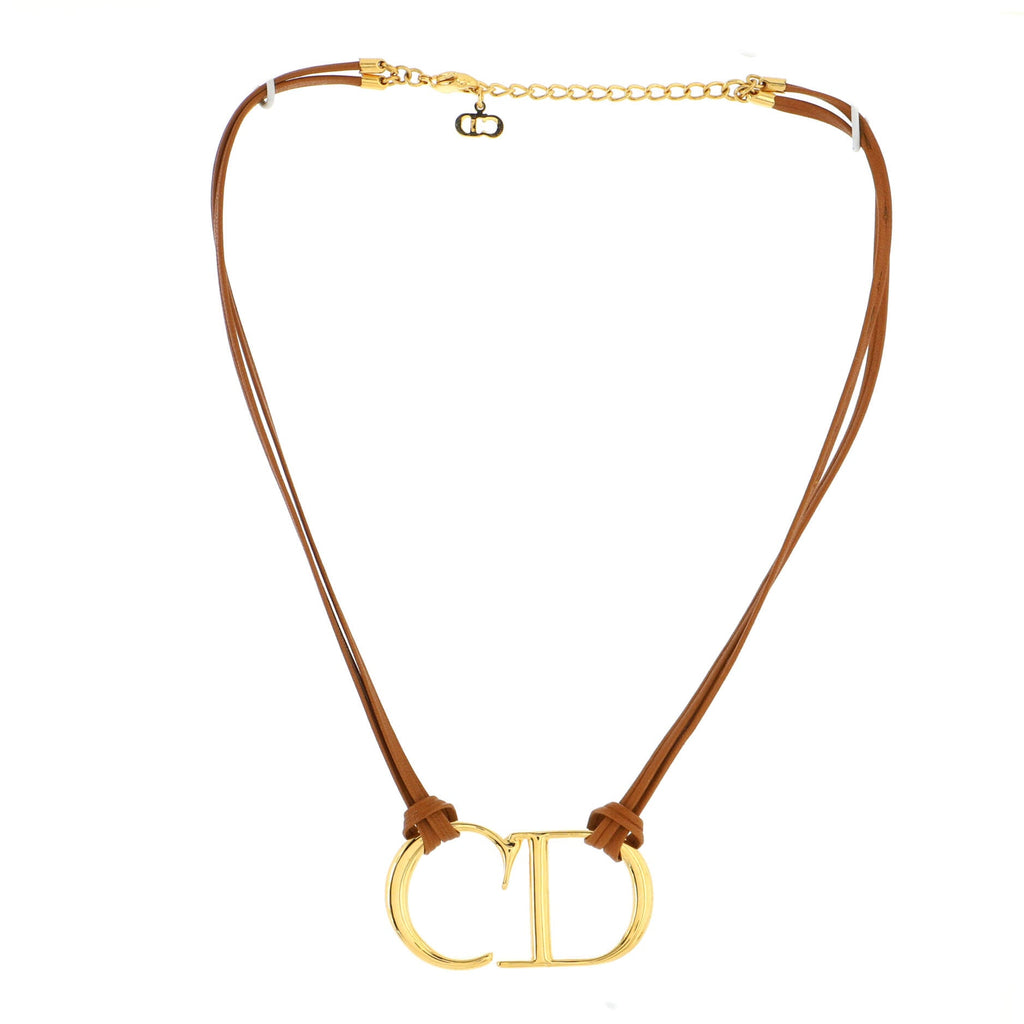 Vintage CD Choker Necklace Metal with Leather