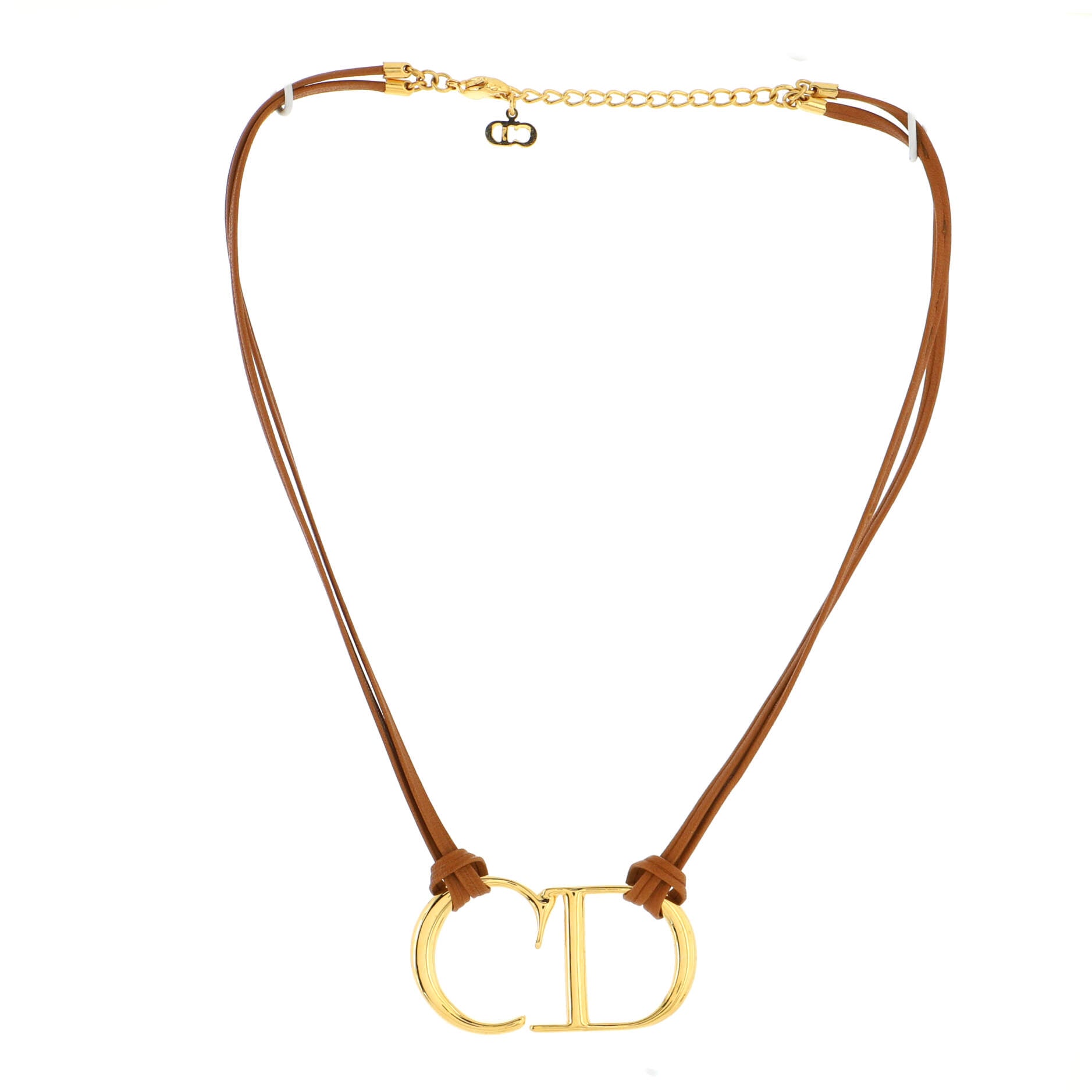 Vintage CD Choker Necklace Metal with Leather