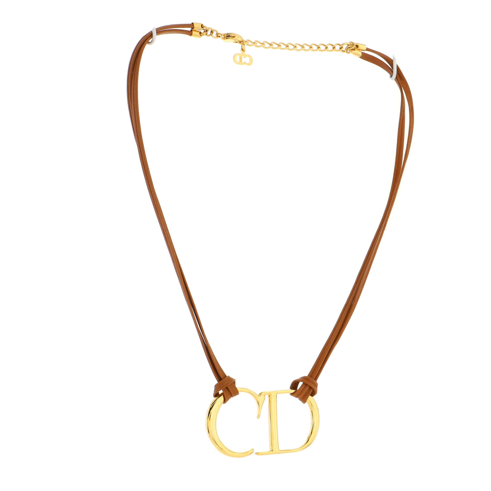 Vintage CD Choker Necklace Metal with Leather