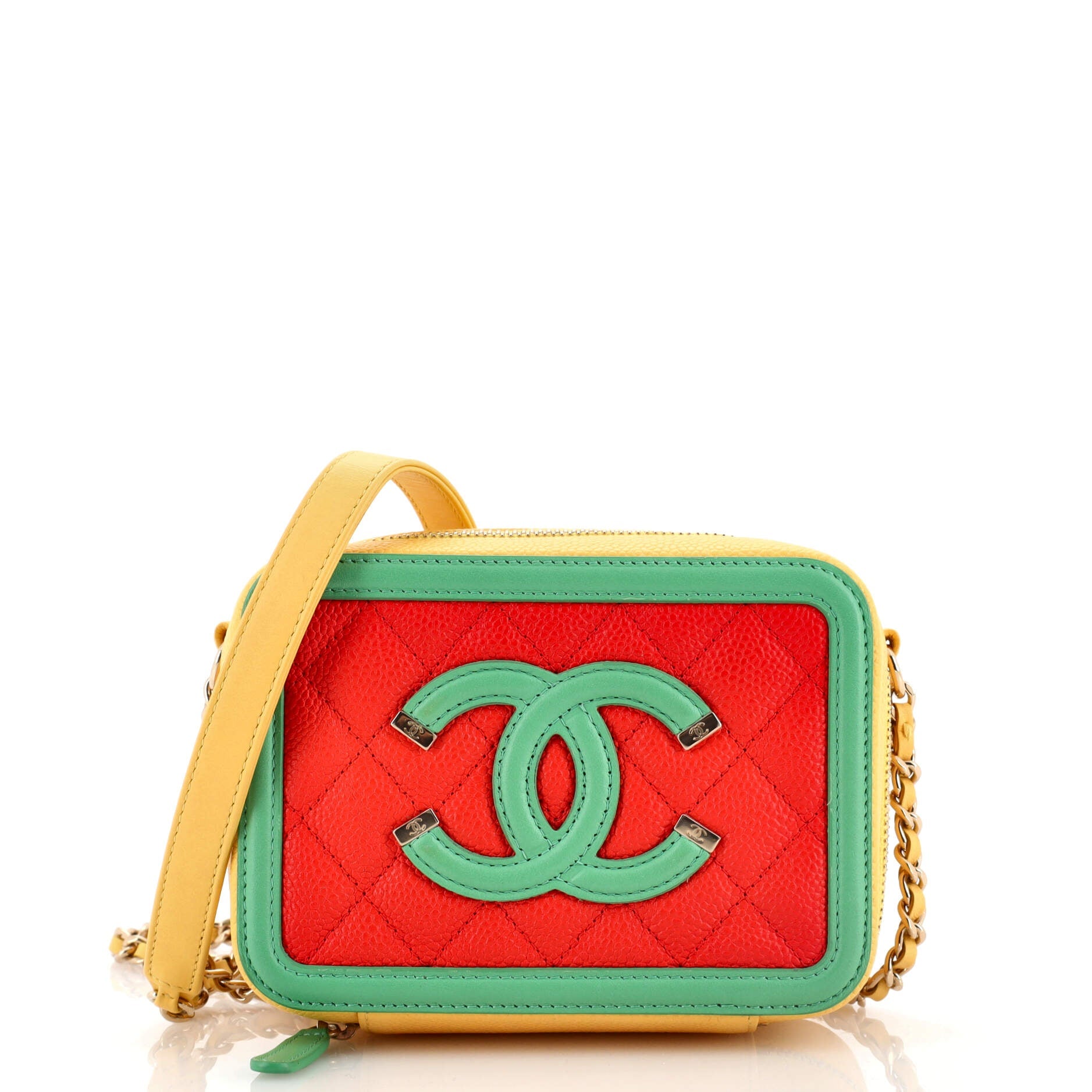 Filigree Vanity Clutch with Chain Quilted Caviar Mini