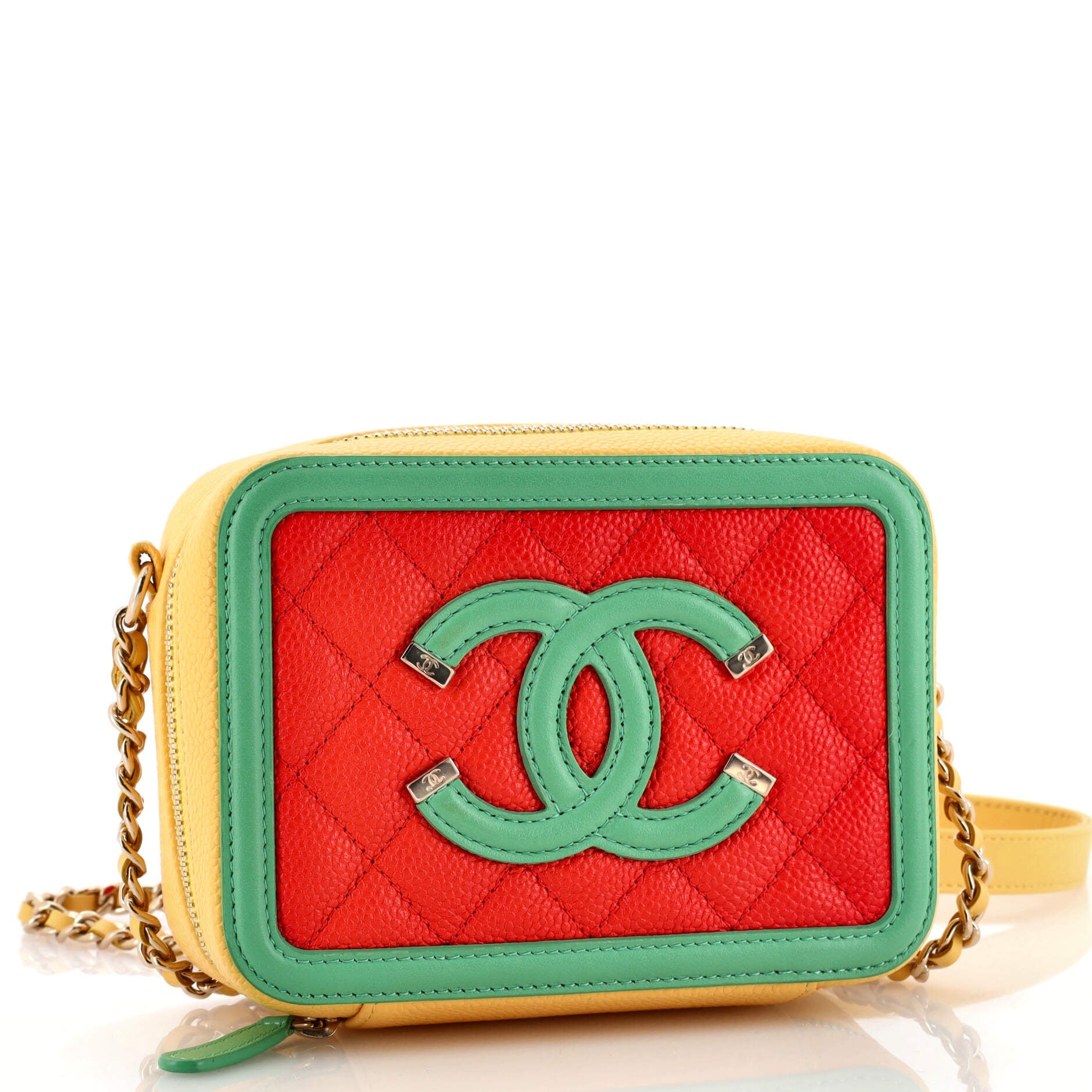 Filigree Vanity Clutch with Chain Quilted Caviar Mini