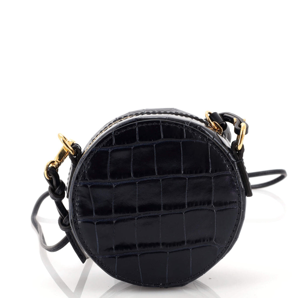 C Circle Crossbody Bag Crocodile Embossed Leather Mini