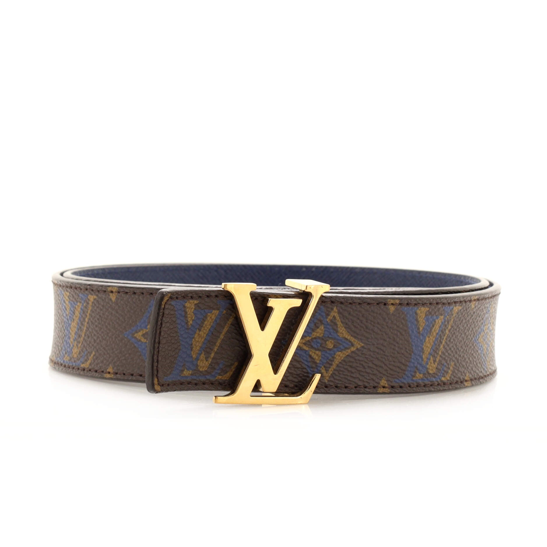 LV Initiales Reversible Belt Rainbow Monogram and Leather Thin 80