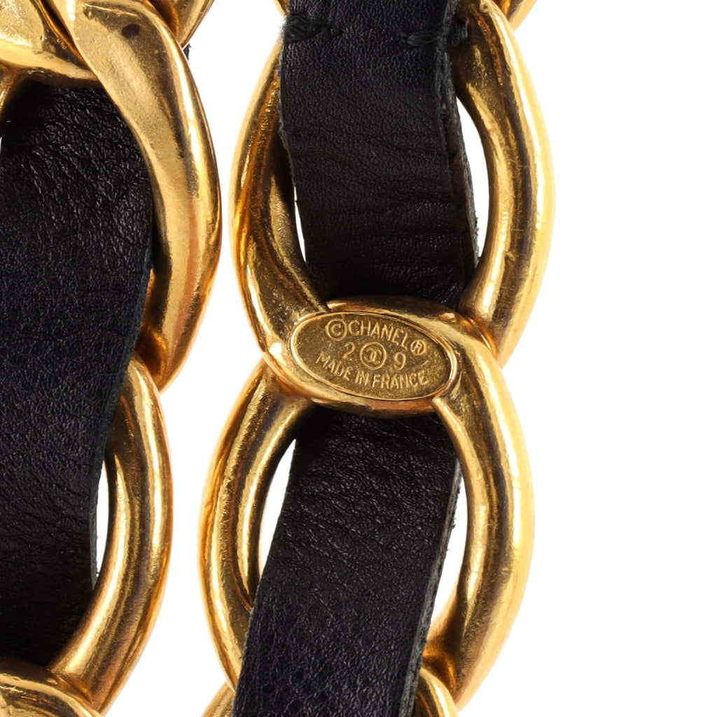 Vintage CC Chain Belt Metal and Leather Jumbo 85