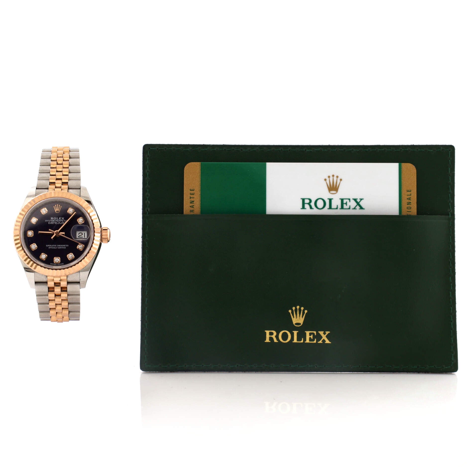 Oyster Perpetual Datejust Automatic Watch Stainless Steel and Rose Gold with Diamond Markers 28